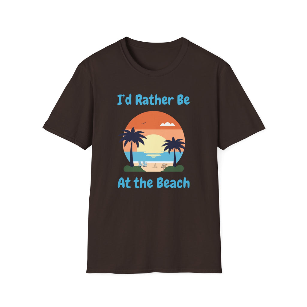 I'd Rather Be At The Beach T-Shirt — Retro Sunset Palm Beach Tee