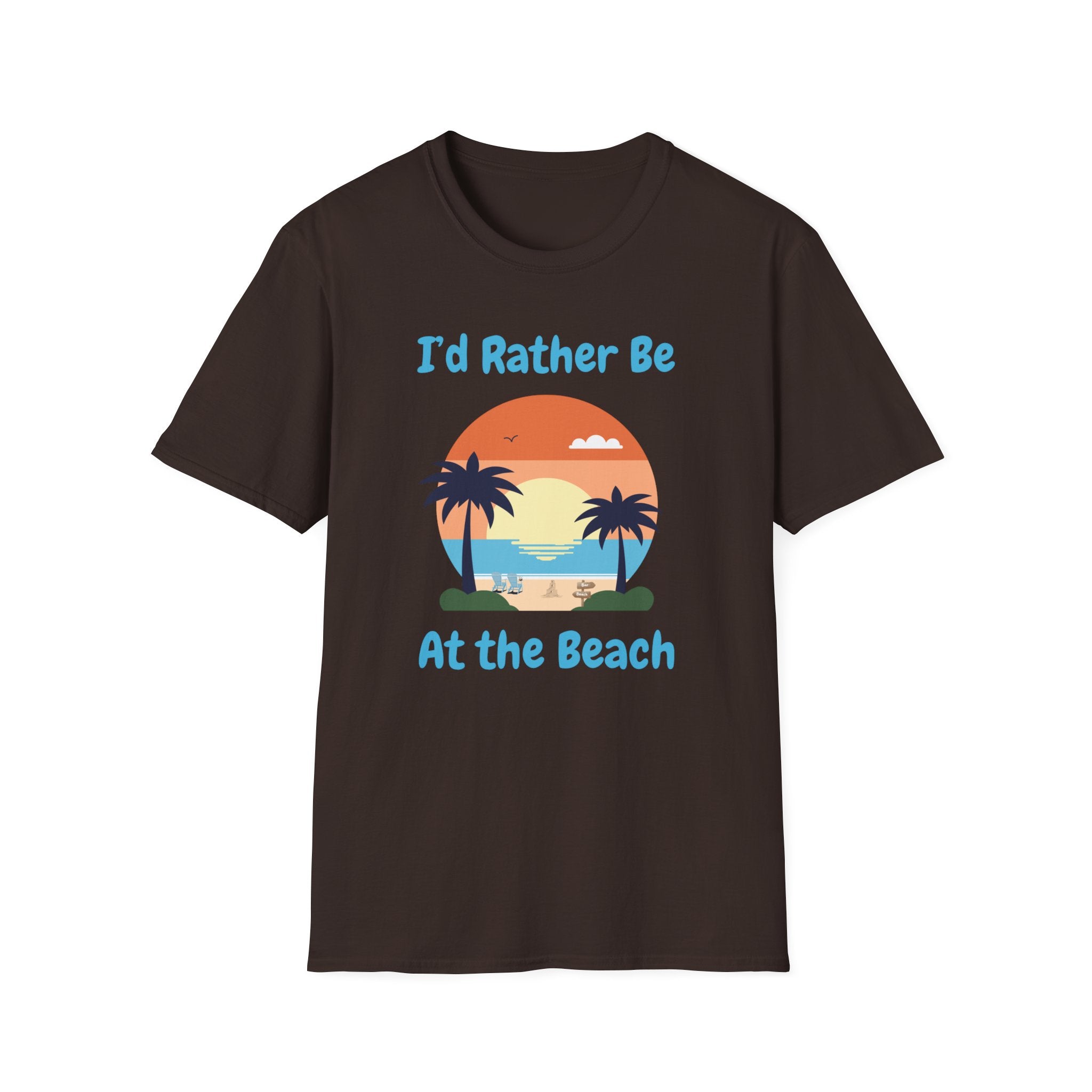 I'd Rather Be At The Beach T-Shirt — Retro Sunset Palm Beach Tee