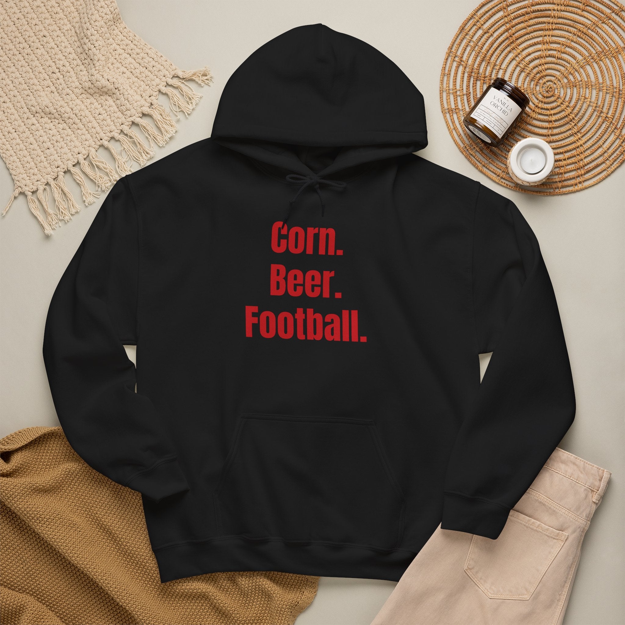 Corn. Beer. Football. Hoodie — Tailgate & Game Day Pullover for Fans
