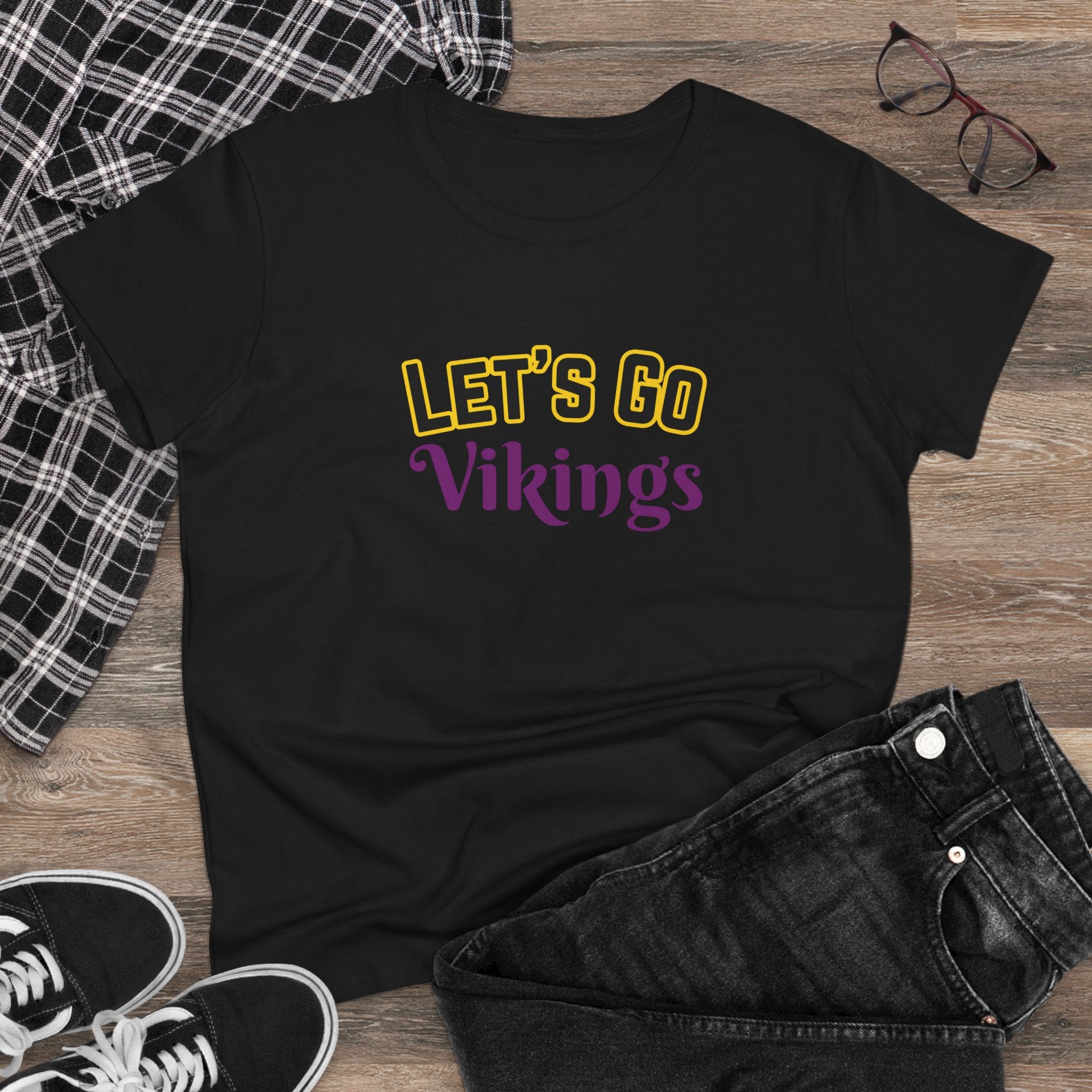 PERSONALIZABLE - Let's Go (Custom Purple Text) Women's Tee — Cheerleading Game Day Fan Shirt