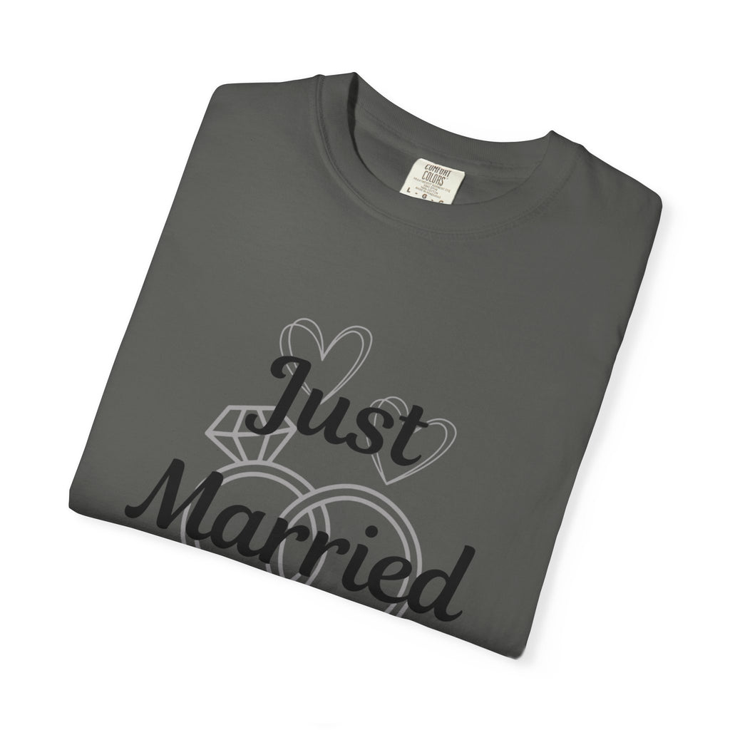 Just Married T‑Shirt — Personalized Last Name Wedding Tee