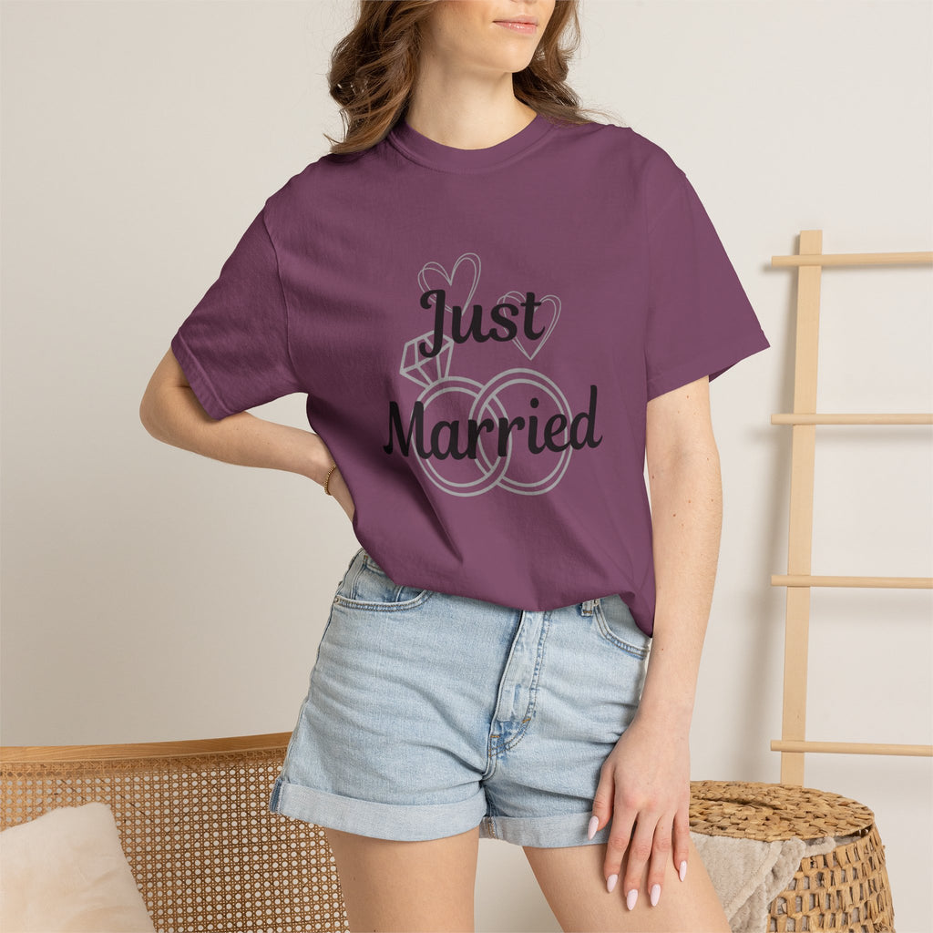 Just Married T‑Shirt — Personalized Last Name Wedding Tee