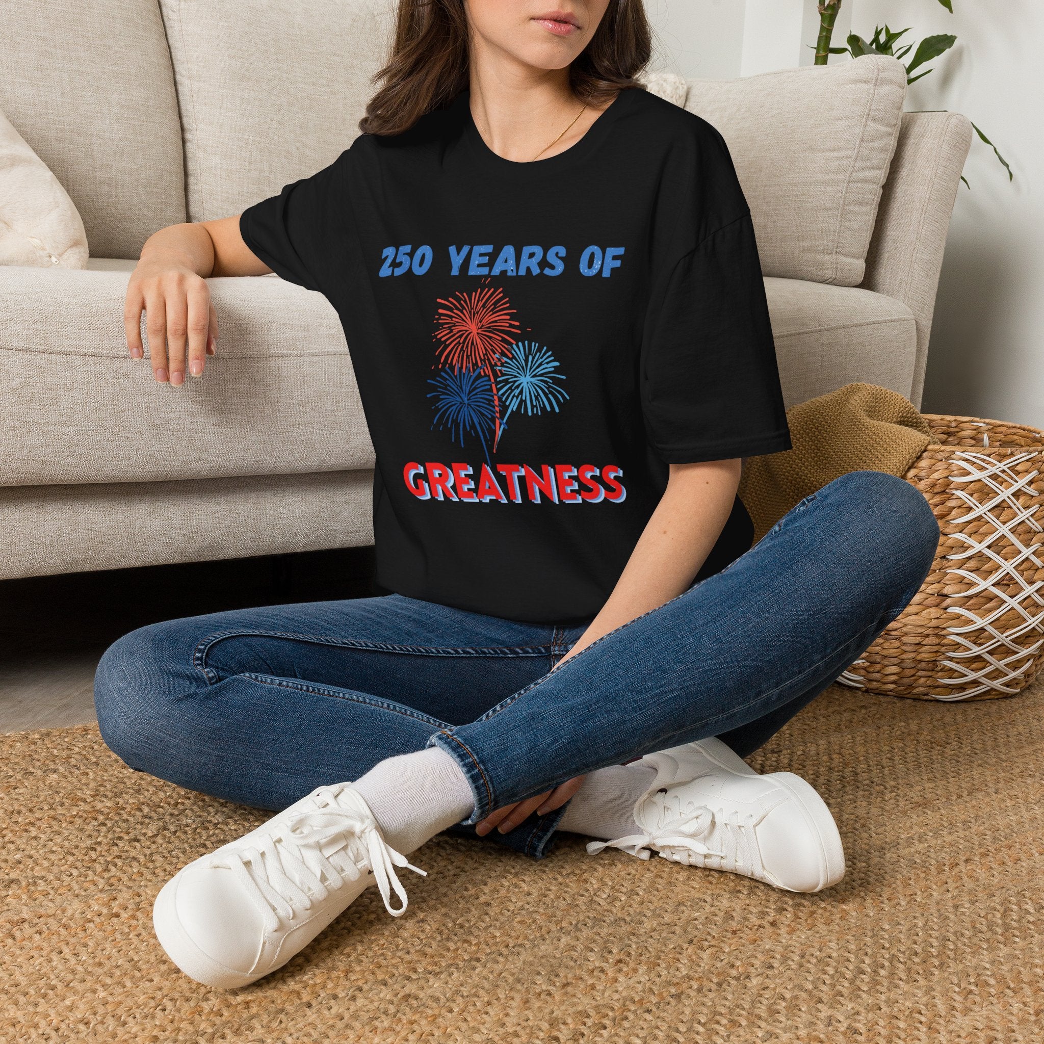 250 Years of Greatness T-Shirt — Patriotic 250th Anniversary Fireworks Tee