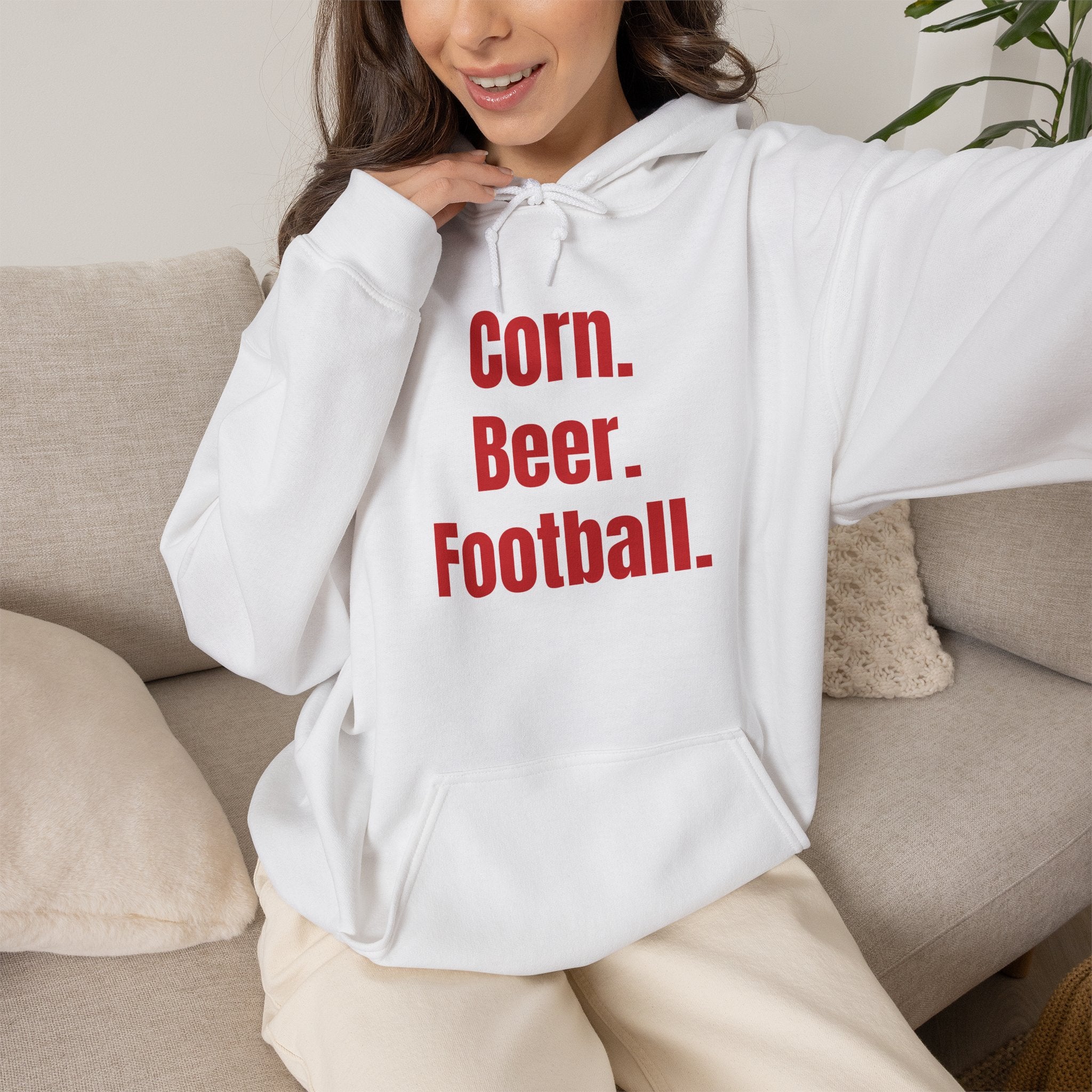 Corn. Beer. Football. Hoodie — Tailgate & Game Day Pullover for Fans
