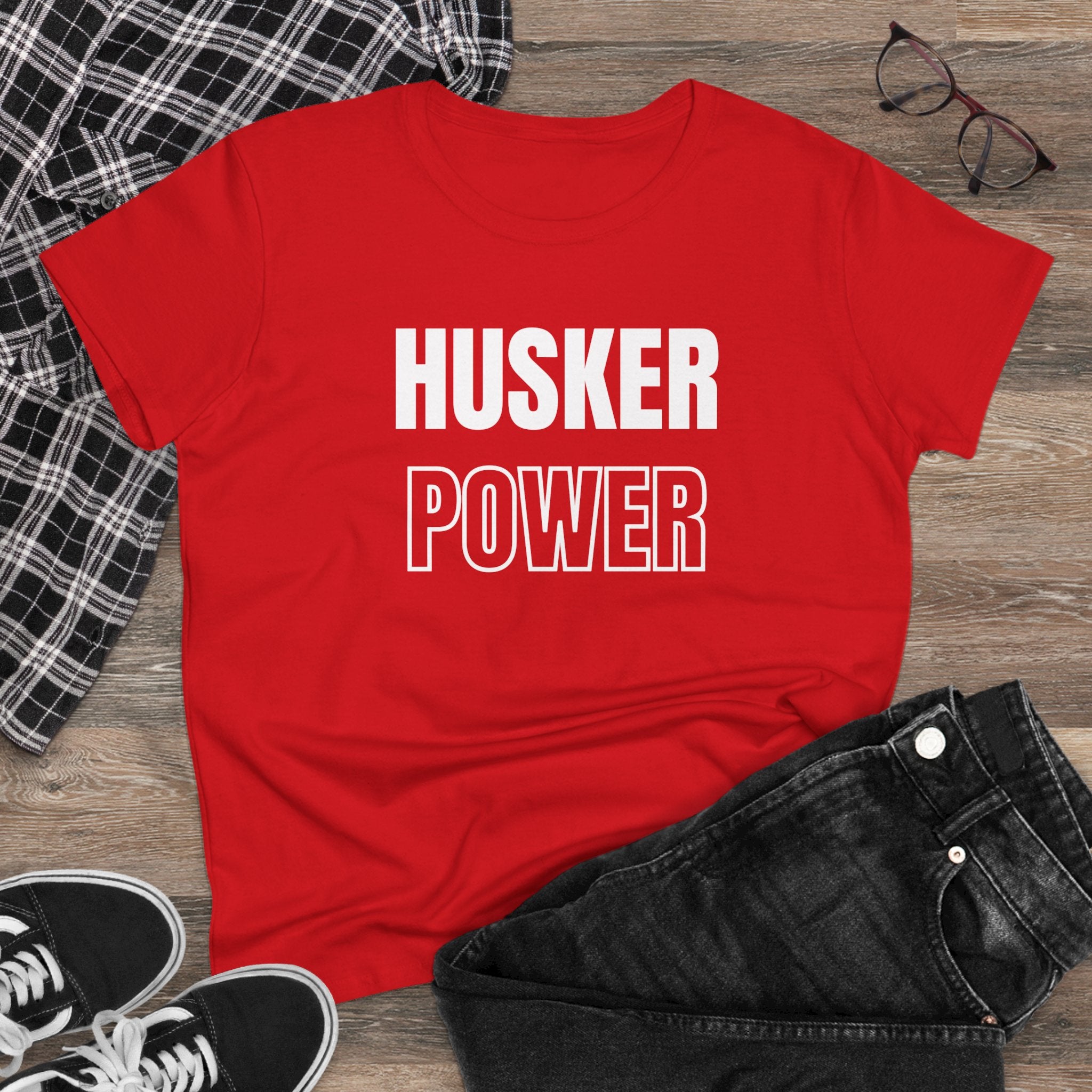 Husker Power Women's T‑Shirt — Bold Red Fan Tee
