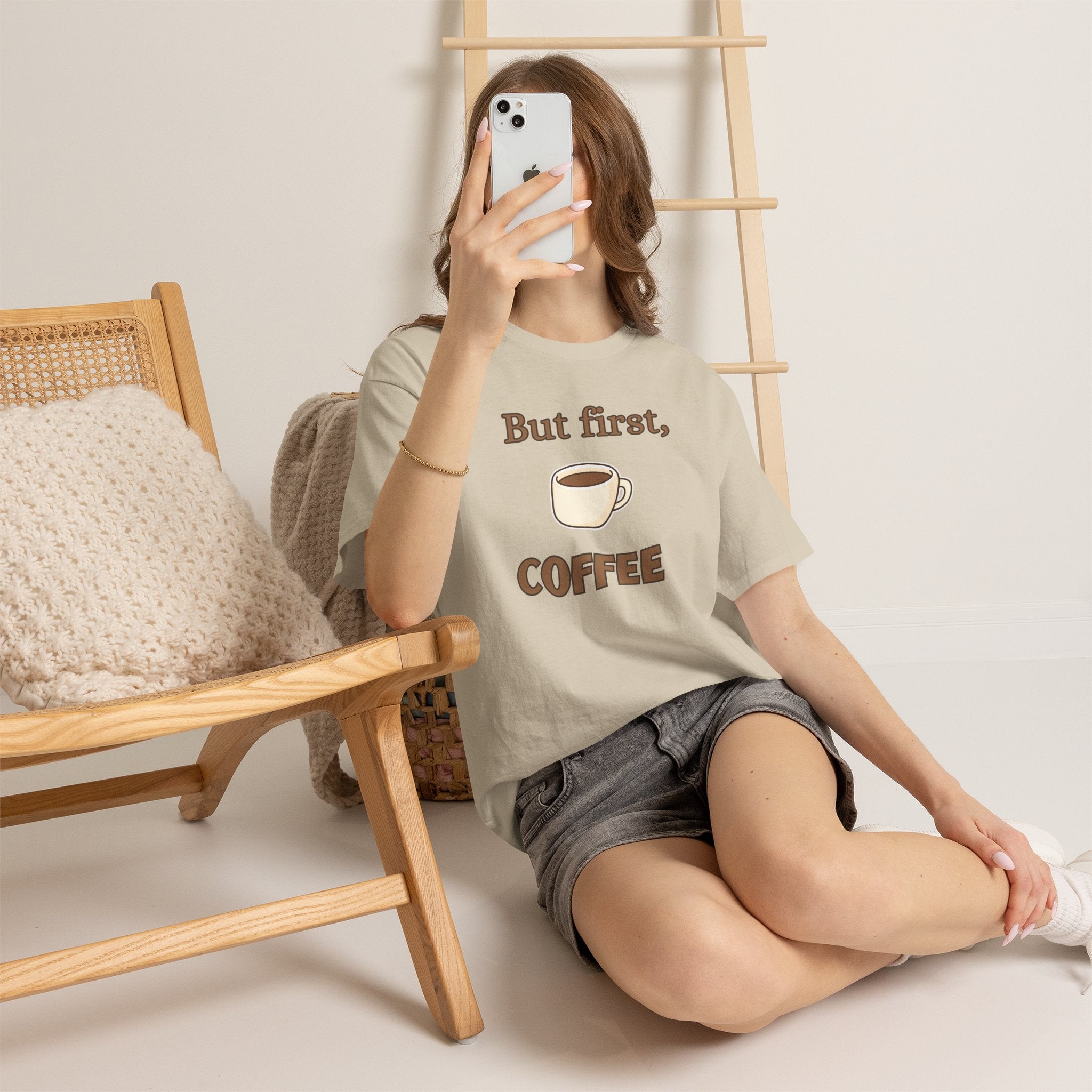 But First Coffee T‑Shirt — Funny Coffee Tee for Coffee Lovers