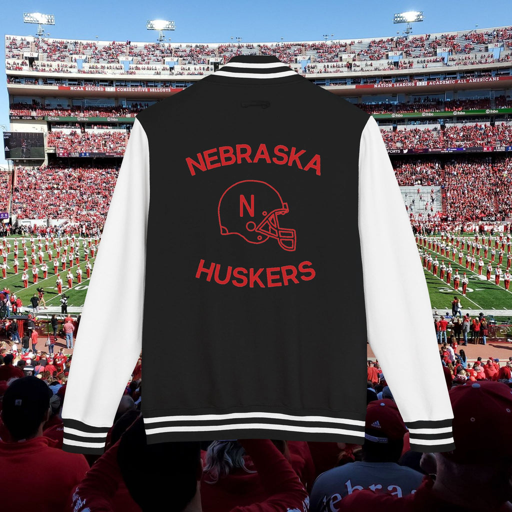 Nebraska Huskers Letterman Jacket - 'NE' Varsity Red & White Football Jacket