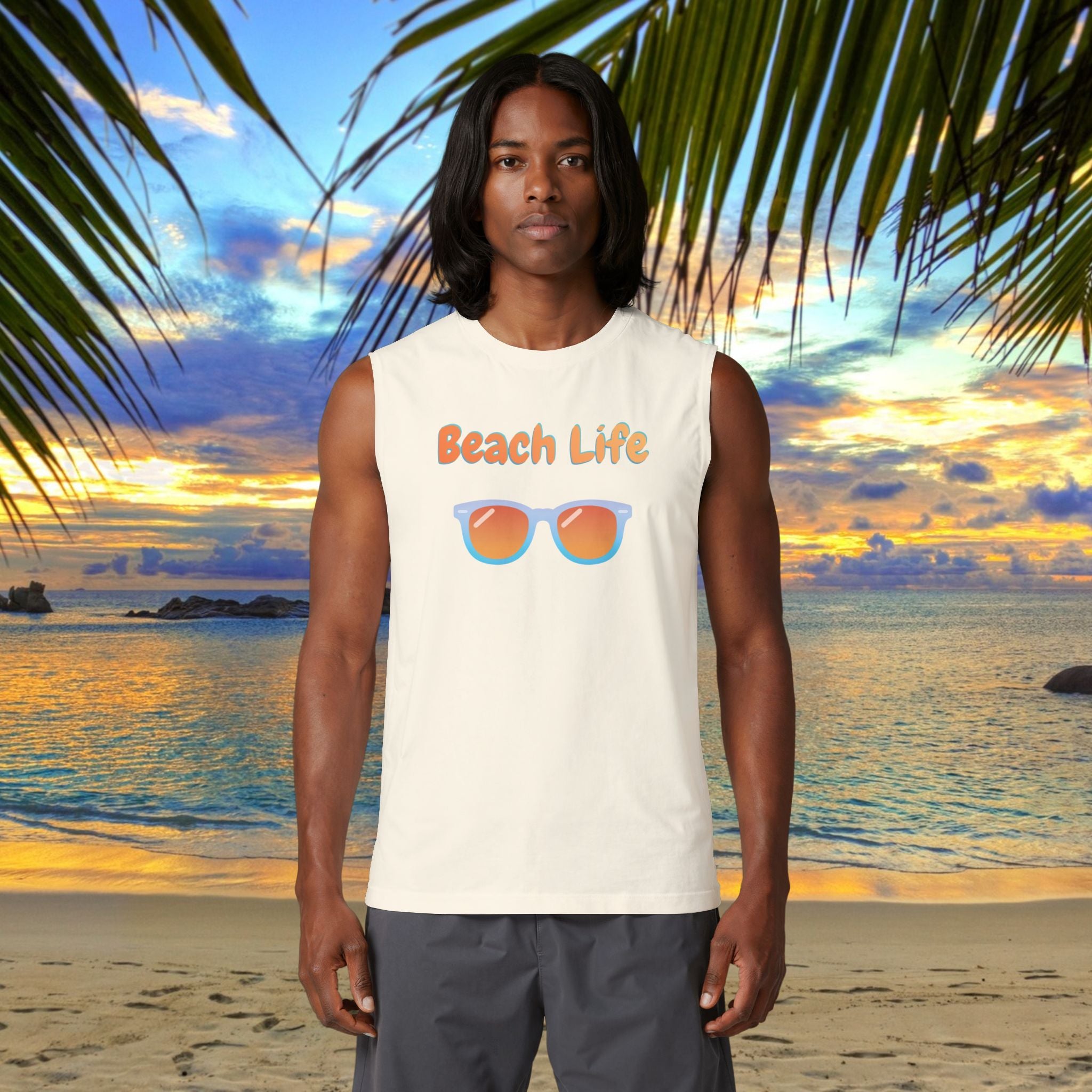 Beach Life Muscle Tank — Sunglasses Graphic Summer Tank Top