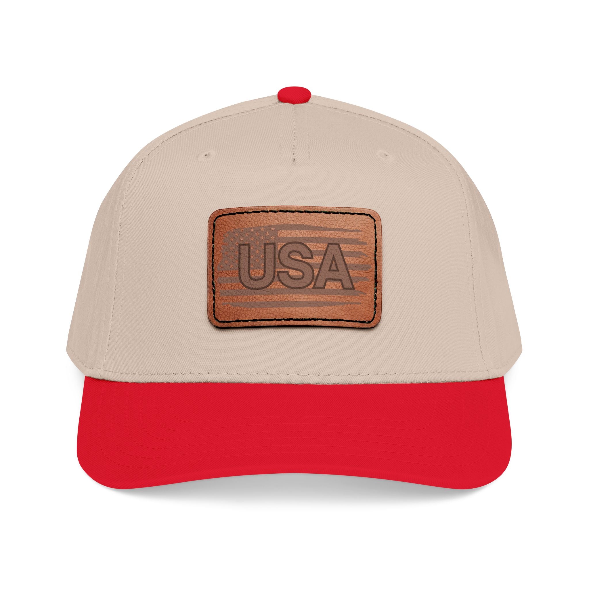 USA Leather Patch Mid Profile Baseball Cap