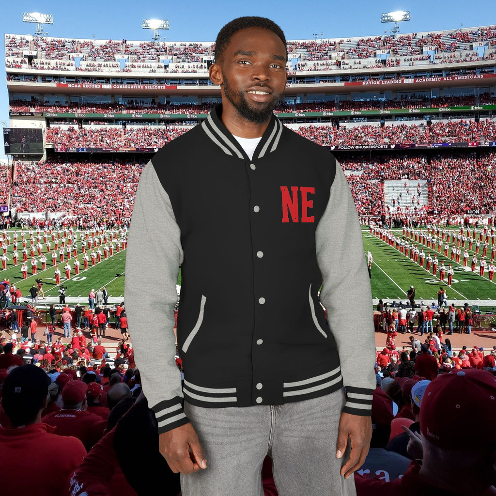 Nebraska Huskers Letterman Jacket - 'NE' Varsity Red & White Football Jacket