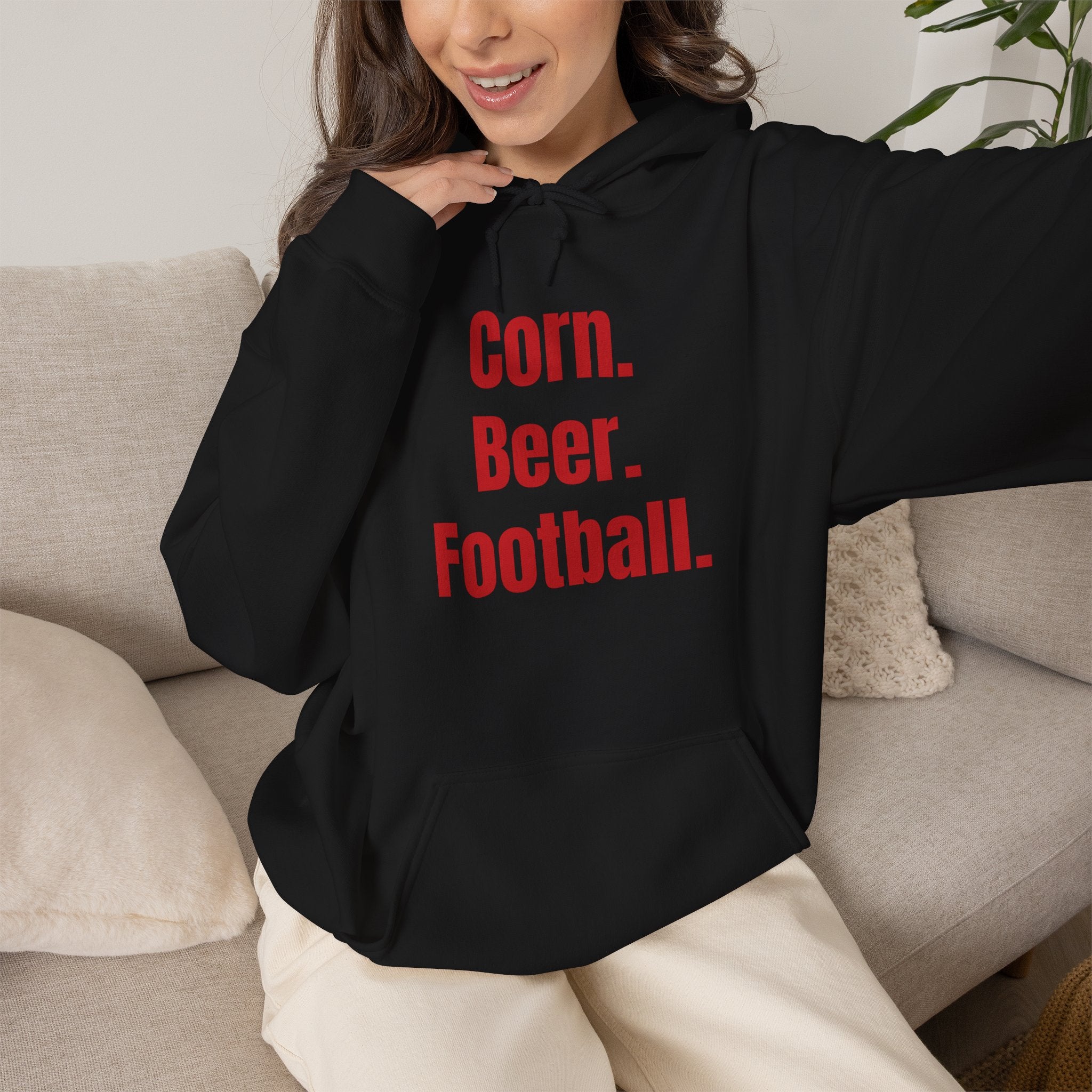 Corn. Beer. Football. Hoodie — Tailgate & Game Day Pullover for Fans