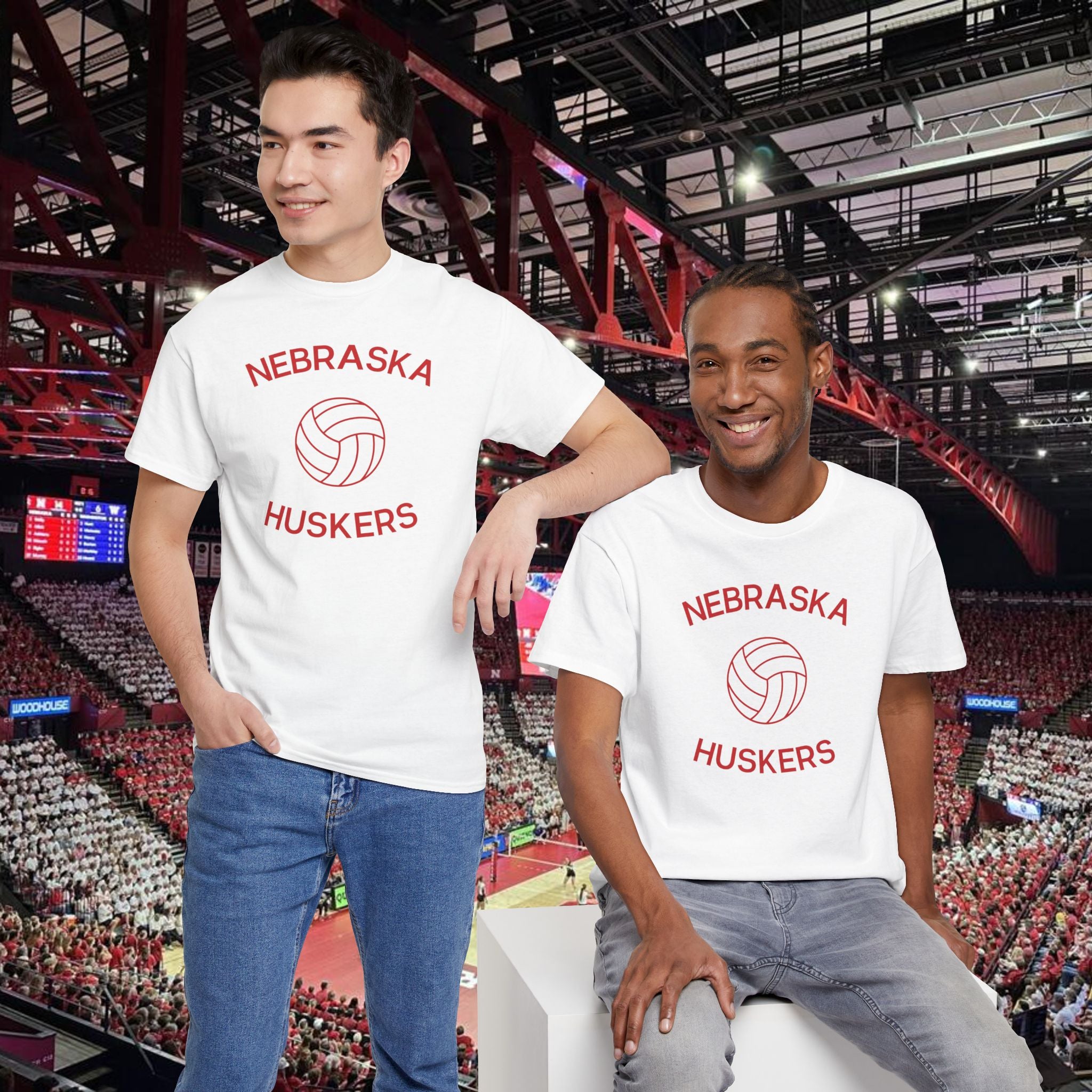 Nebraska Huskers Volleyball Tee — Vintage Red Logo T-Shirt