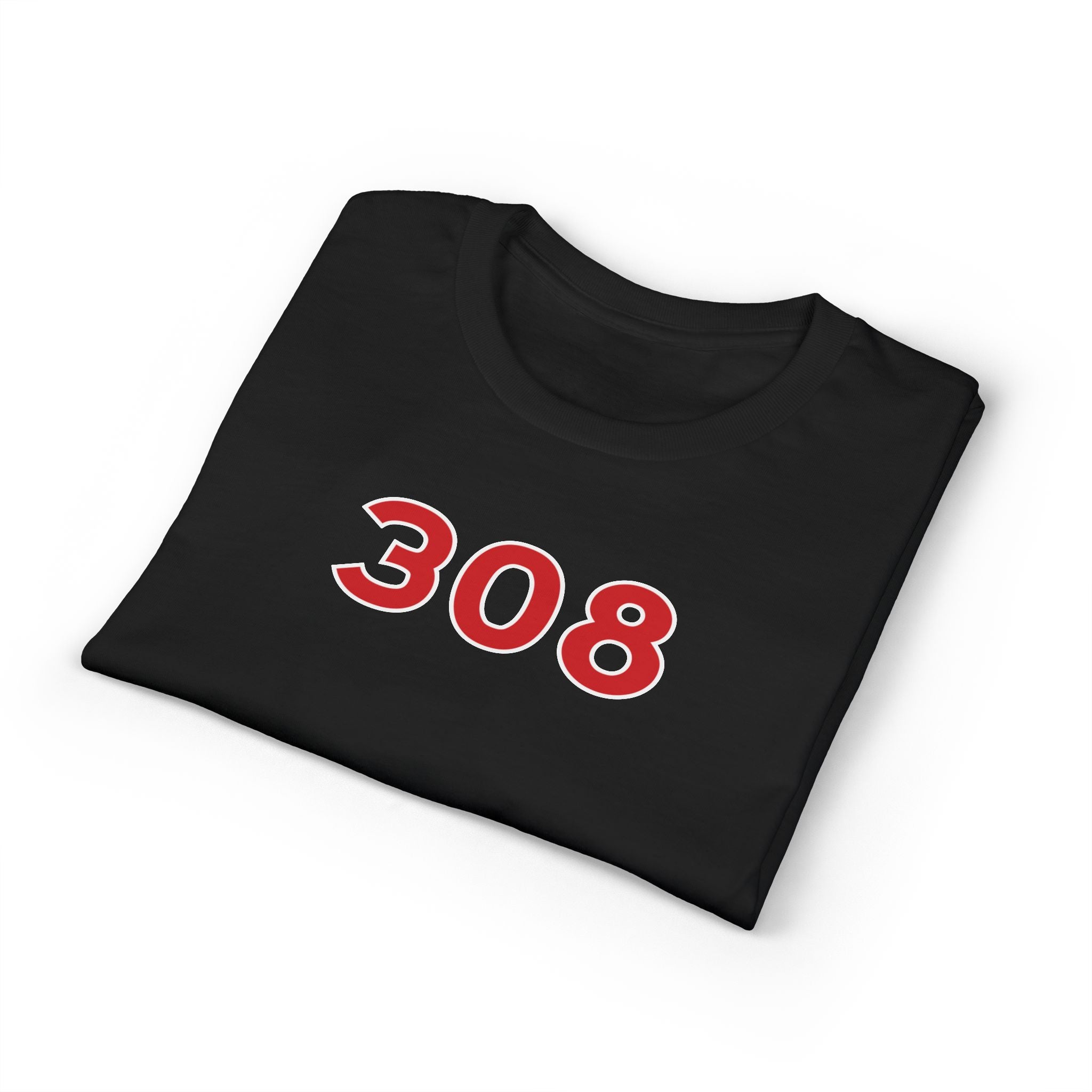 308 Number Tee — Simple Red Athletic Graphic T-Shirt