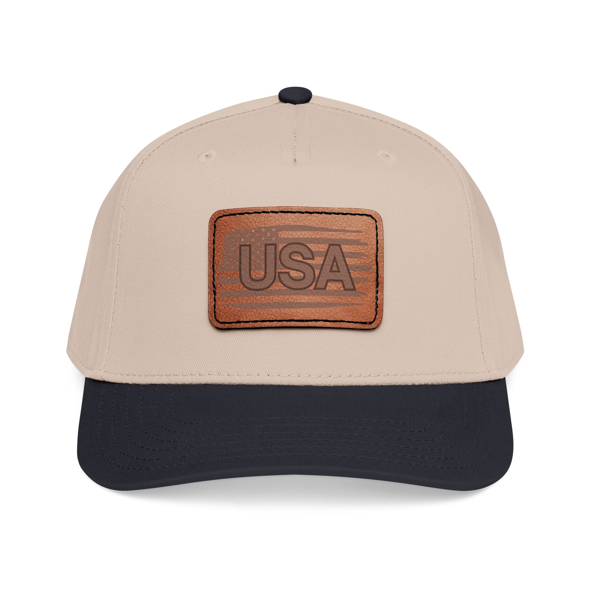 USA Leather Patch Mid Profile Baseball Cap