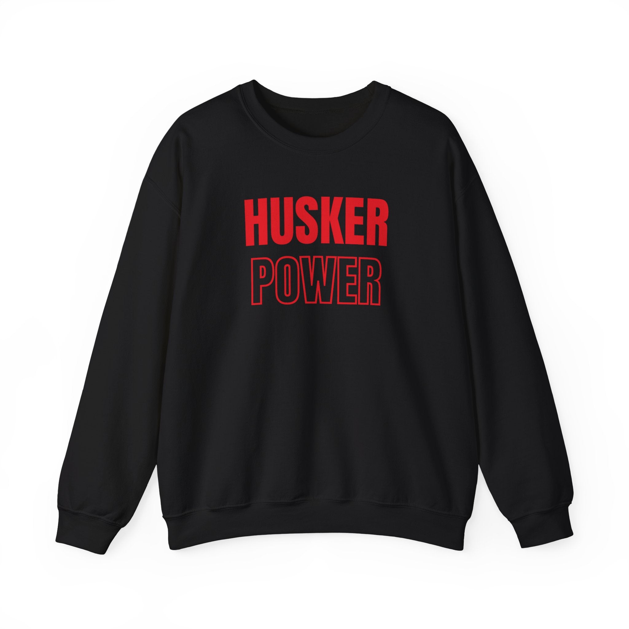 Crewneck Sweatshirt — "HUSKER POWER" Bold Red College Football Fan Pullover