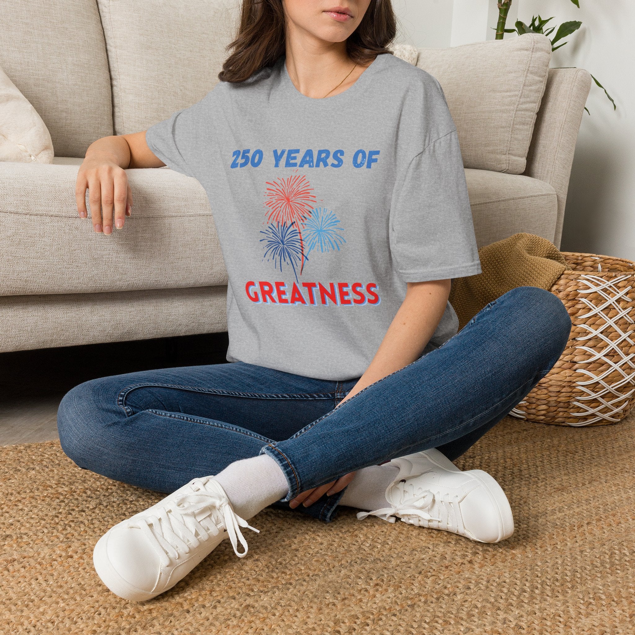 250 Years of Greatness T-Shirt — Patriotic 250th Anniversary Fireworks Tee