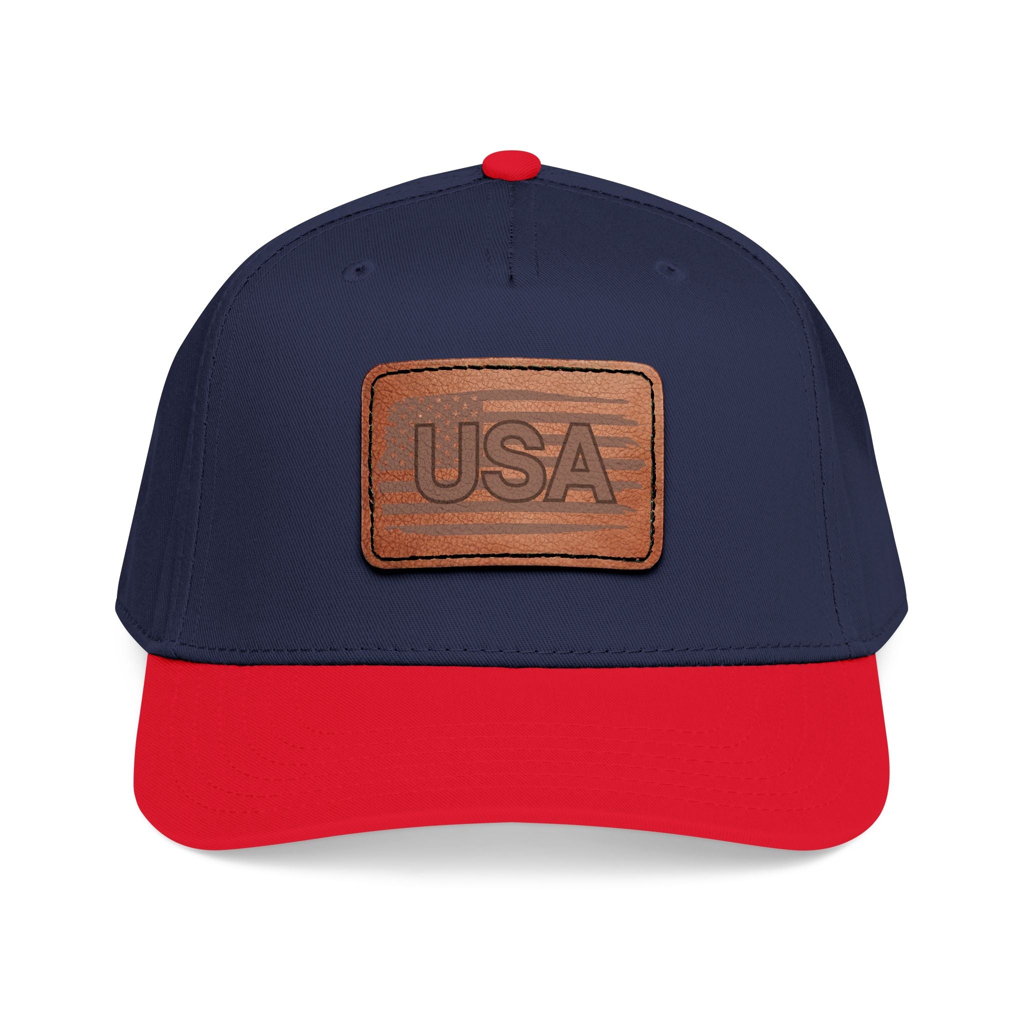 USA Leather Patch Mid Profile Baseball Cap