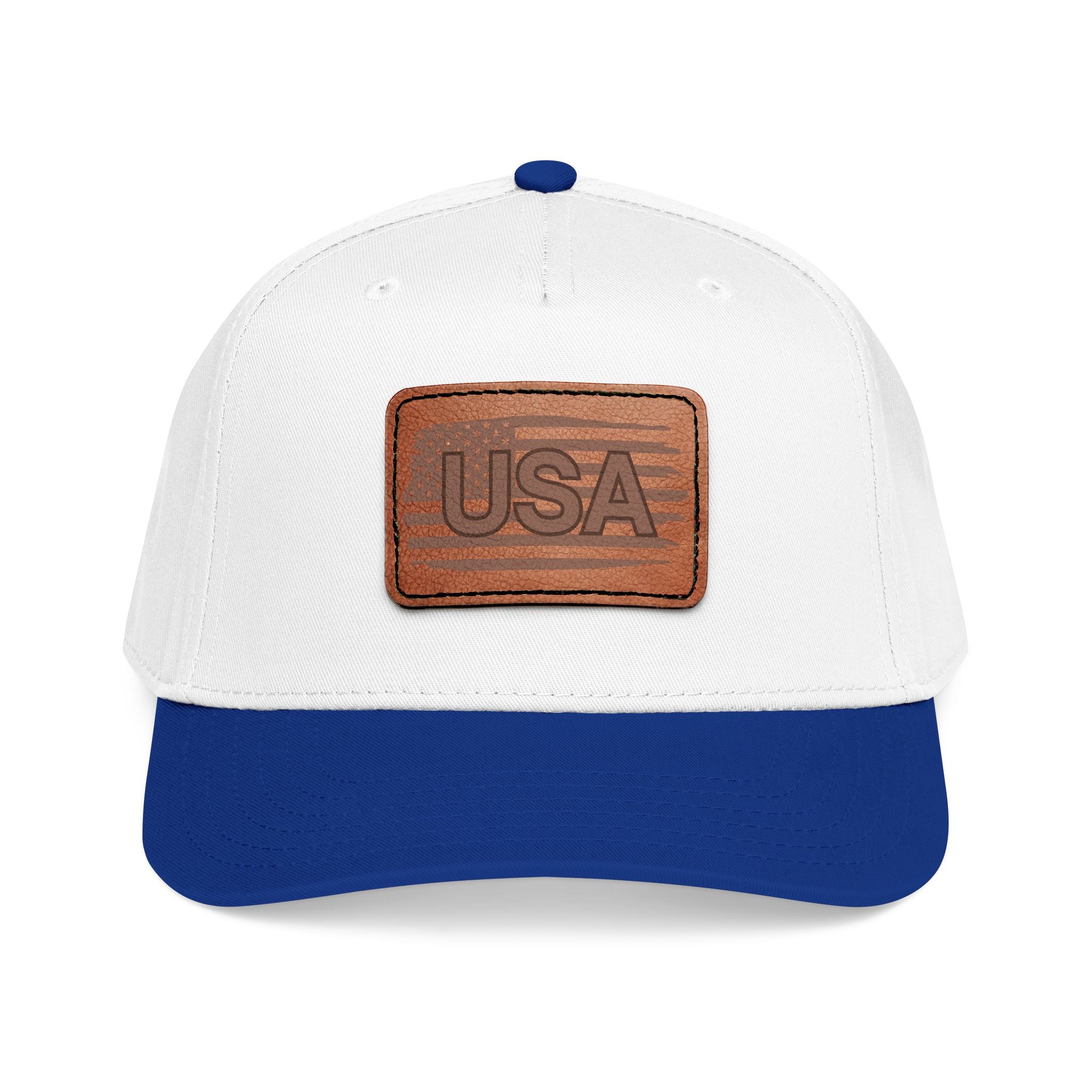 USA Leather Patch Mid Profile Baseball Cap