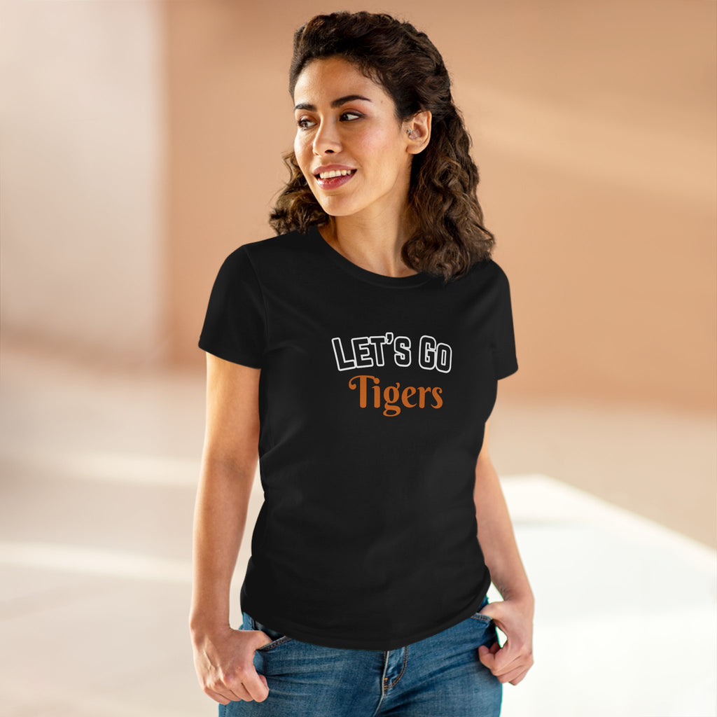 PERSONALIZABLE - Let's Go (Custom Orange Text) Women's Tee — Cheerleading Game Day Fan Shirt