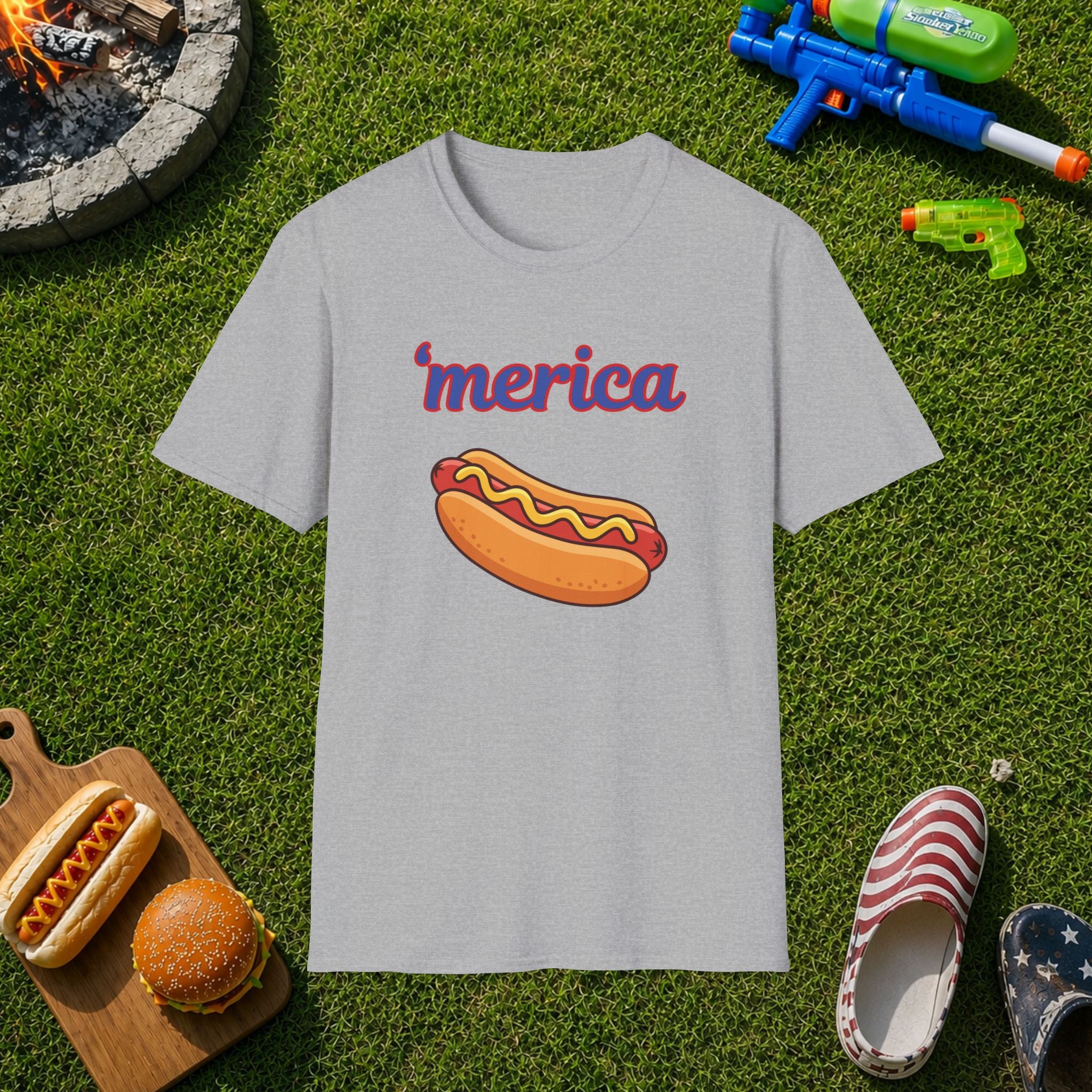 'merica Hot Dog T-Shirt — Patriotic Fourth of July Tee