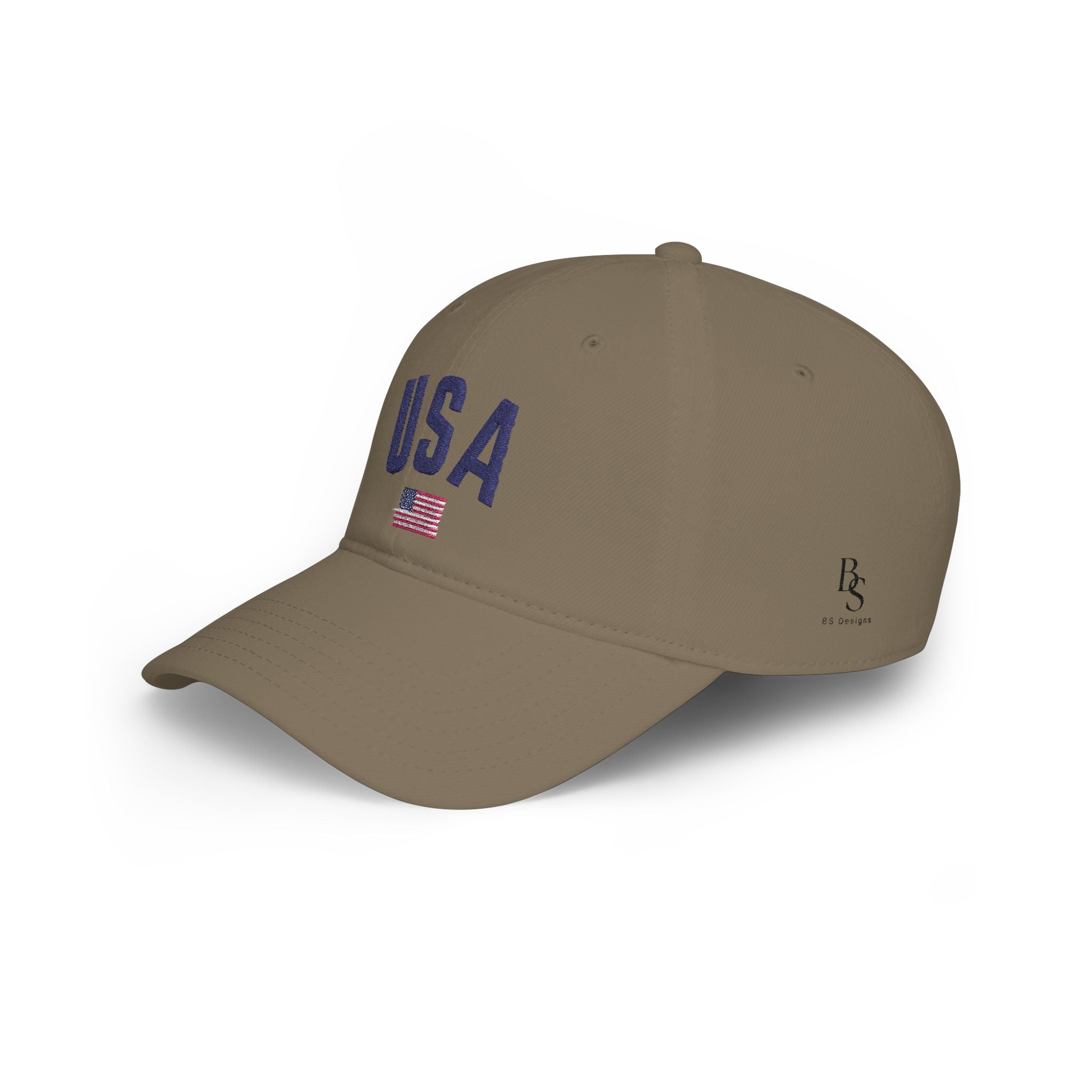USA Flag Embroidered Baseball Cap – Low Profile Khaki Dad Hat