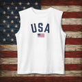 USA Flag Muscle Tank Top — Patriotic Sleeveless Tee for 4th of July & Summer
