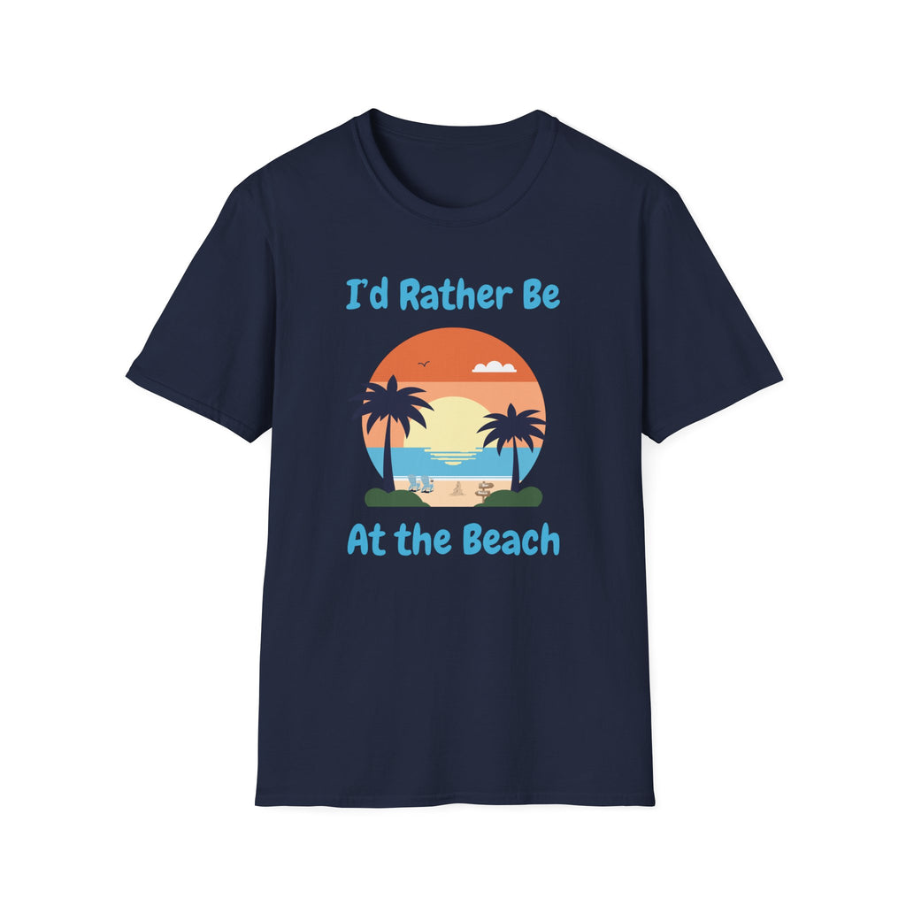 I'd Rather Be At The Beach T-Shirt — Retro Sunset Palm Beach Tee