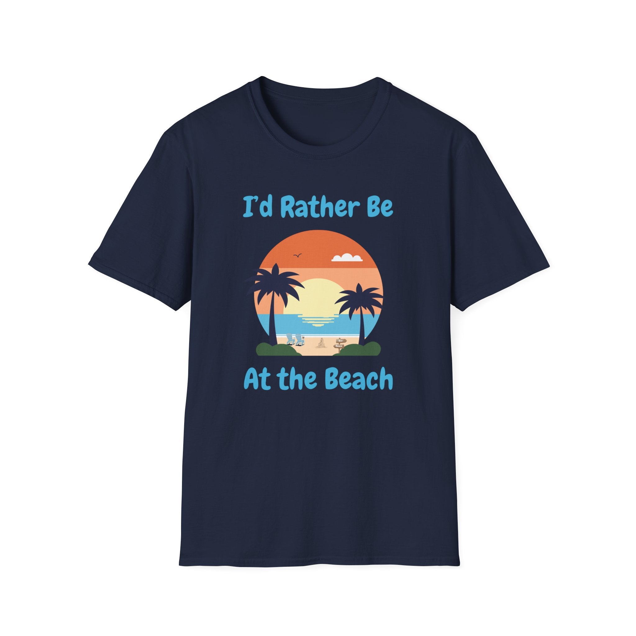 I'd Rather Be At The Beach T-Shirt — Retro Sunset Palm Beach Tee