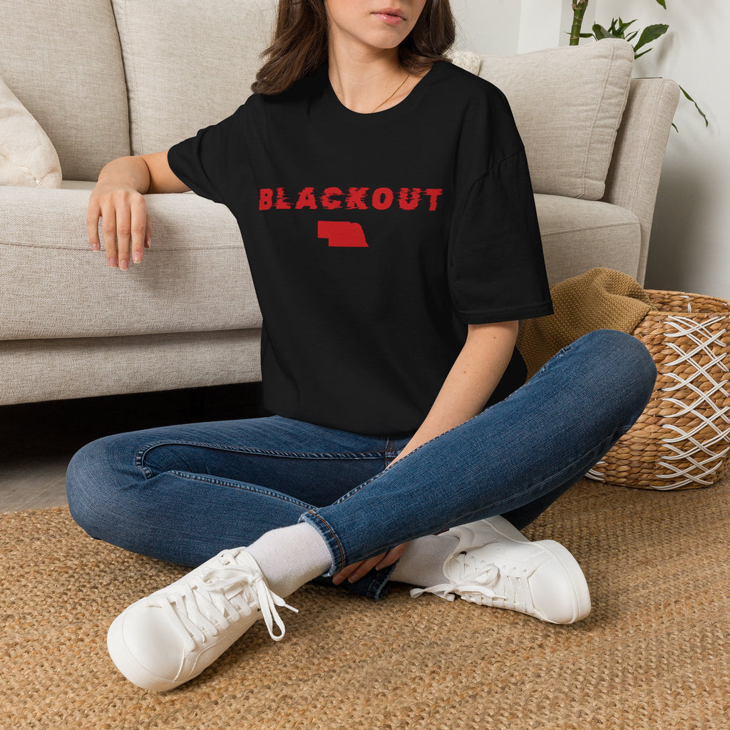 Blackout Nebraska T-Shirt — Bold Red State Graphic Tee