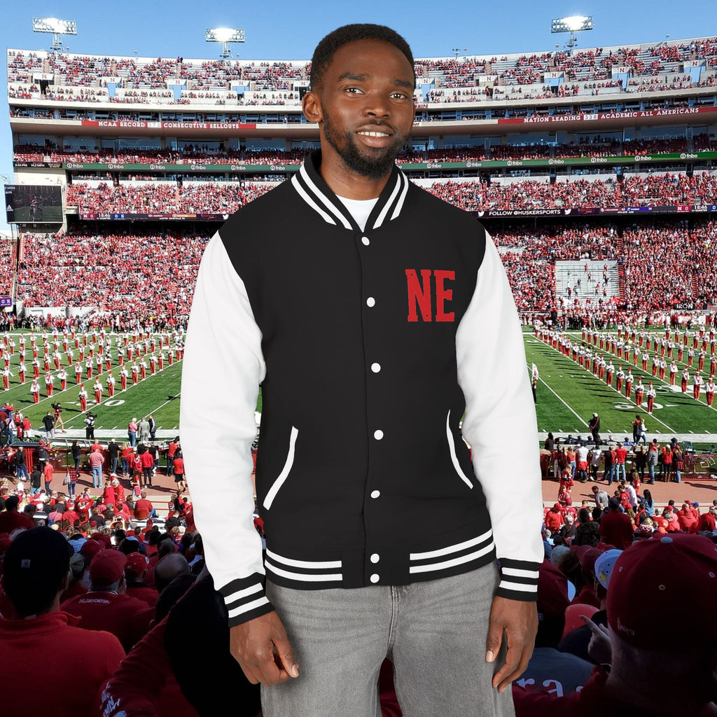 Nebraska Huskers Letterman Jacket - 'NE' Varsity Red & White Football Jacket