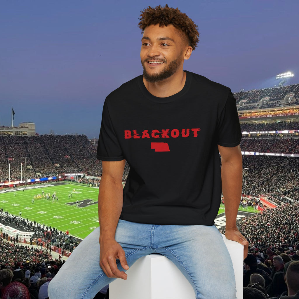 Blackout Nebraska T-Shirt — Bold Red State Graphic Tee