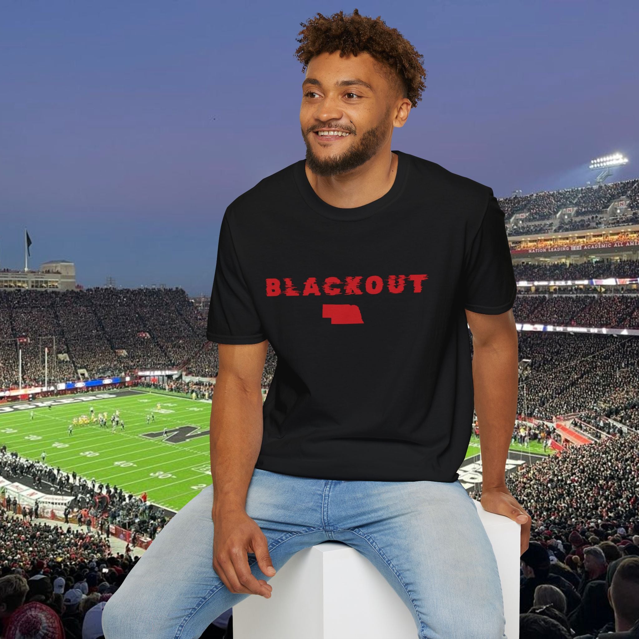 Blackout Nebraska T-Shirt — Bold Red State Graphic Tee