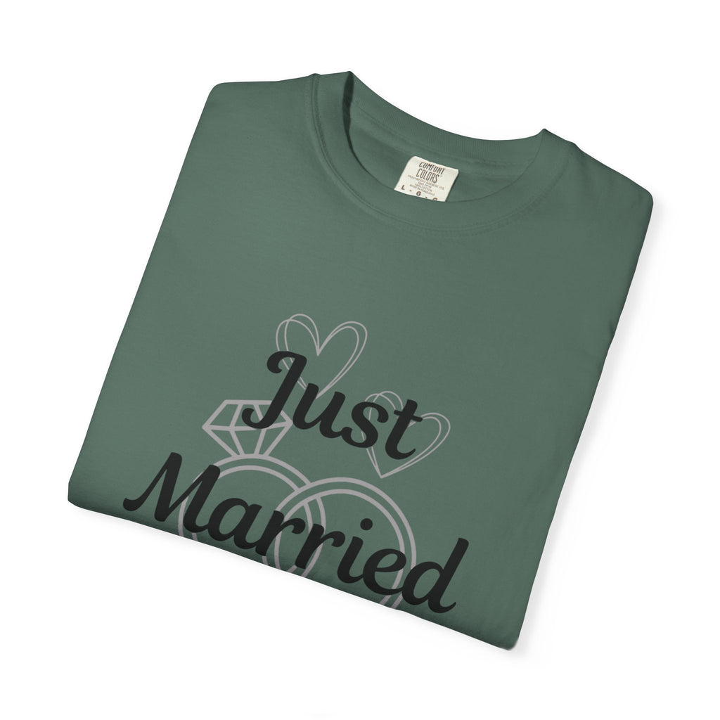 Just Married T‑Shirt — Personalized Last Name Wedding Tee