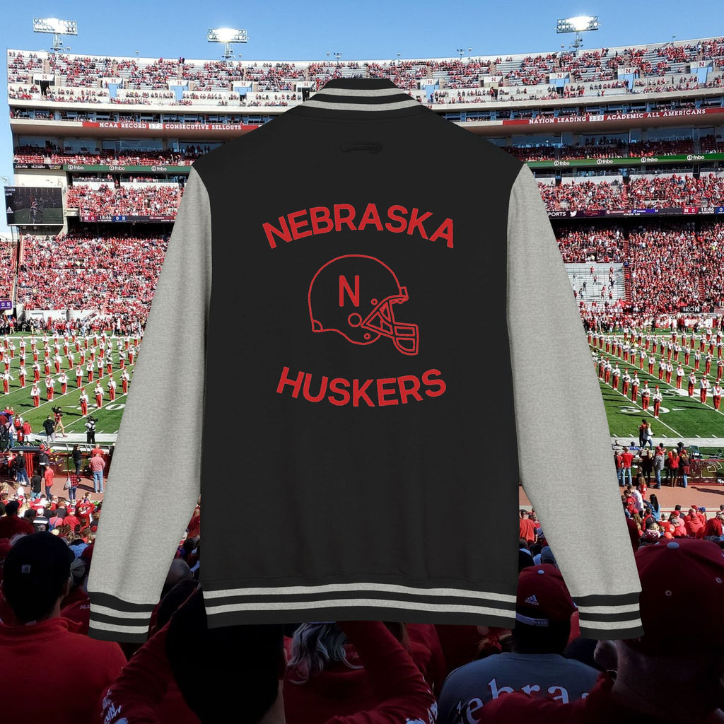 Nebraska Huskers Letterman Jacket - 'NE' Varsity Red & White Football Jacket