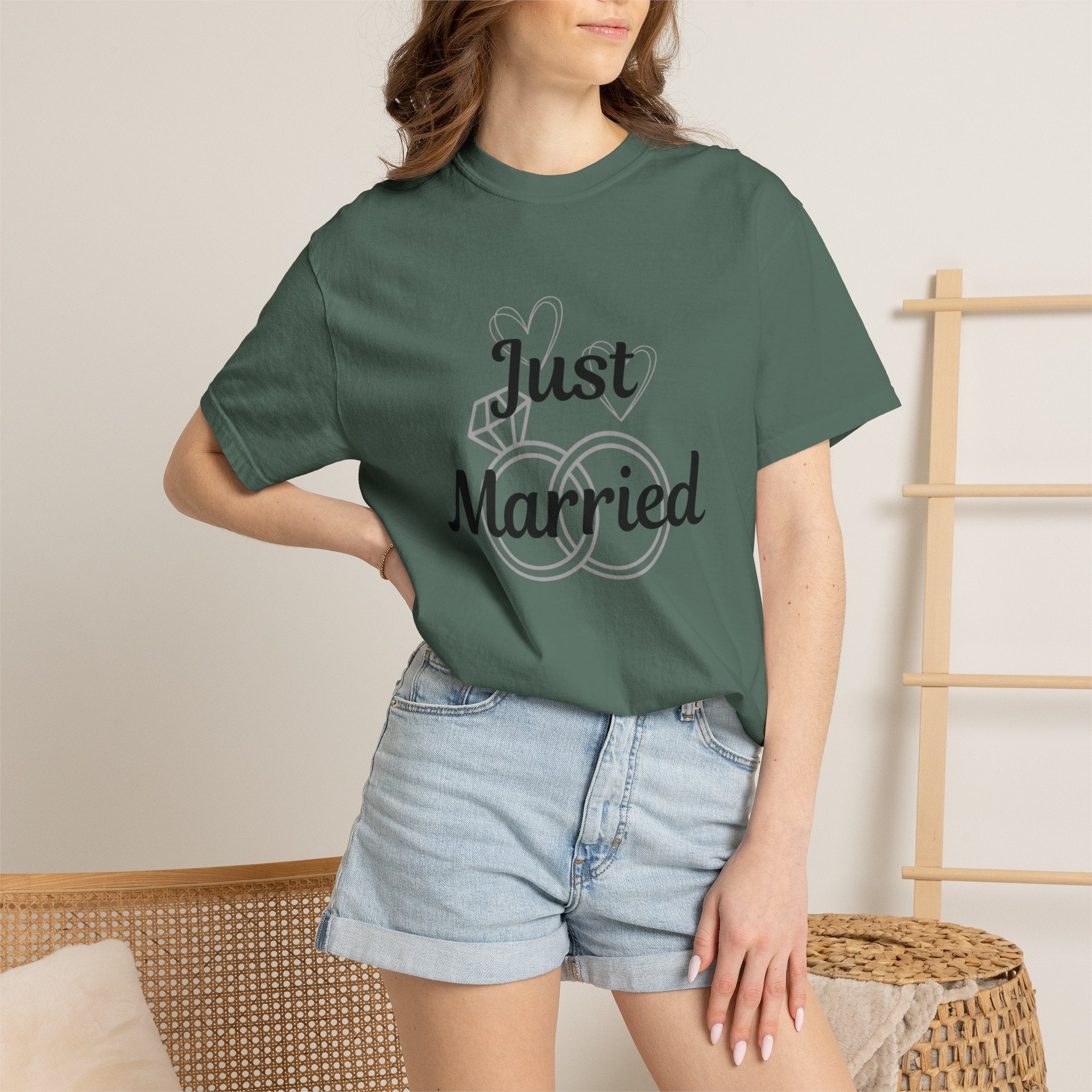 Just Married T‑Shirt — Personalized Last Name Wedding Tee