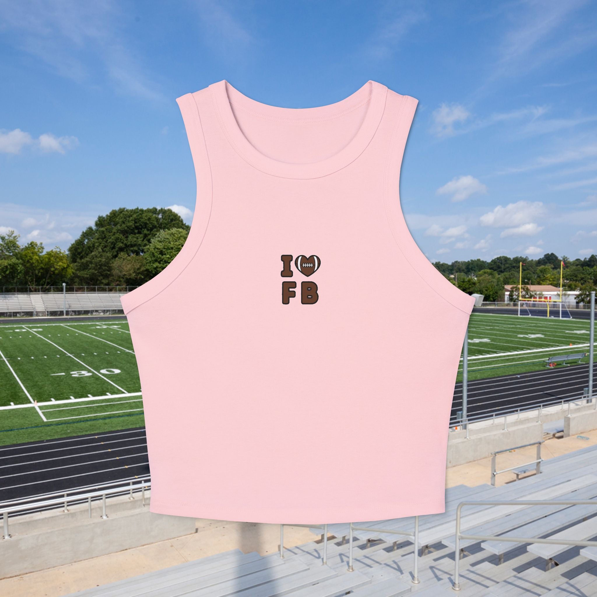 I Heart FB Cropped Racer Tank — Women's Football Fan Crop Top