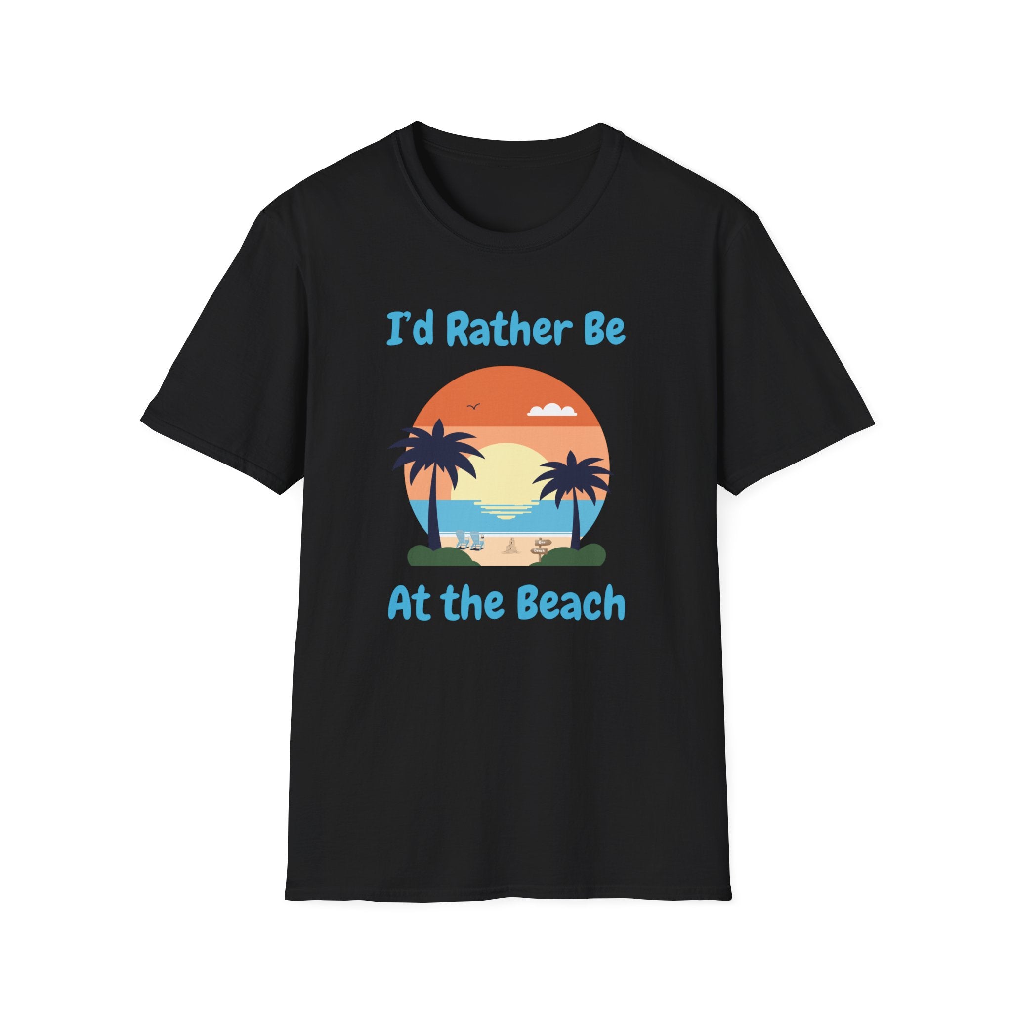 I'd Rather Be At The Beach T-Shirt — Retro Sunset Palm Beach Tee
