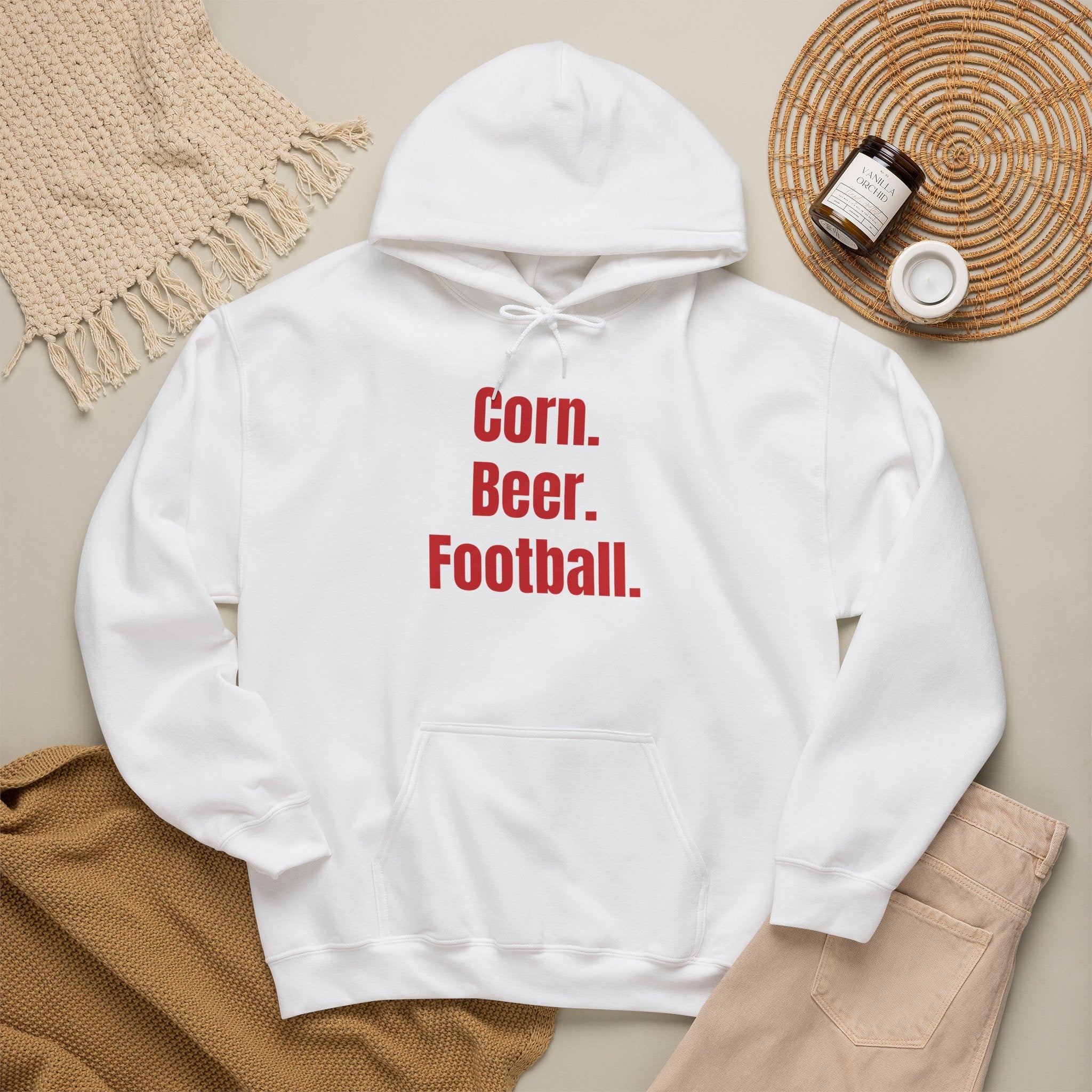Corn. Beer. Football. Hoodie — Tailgate & Game Day Pullover for Fans