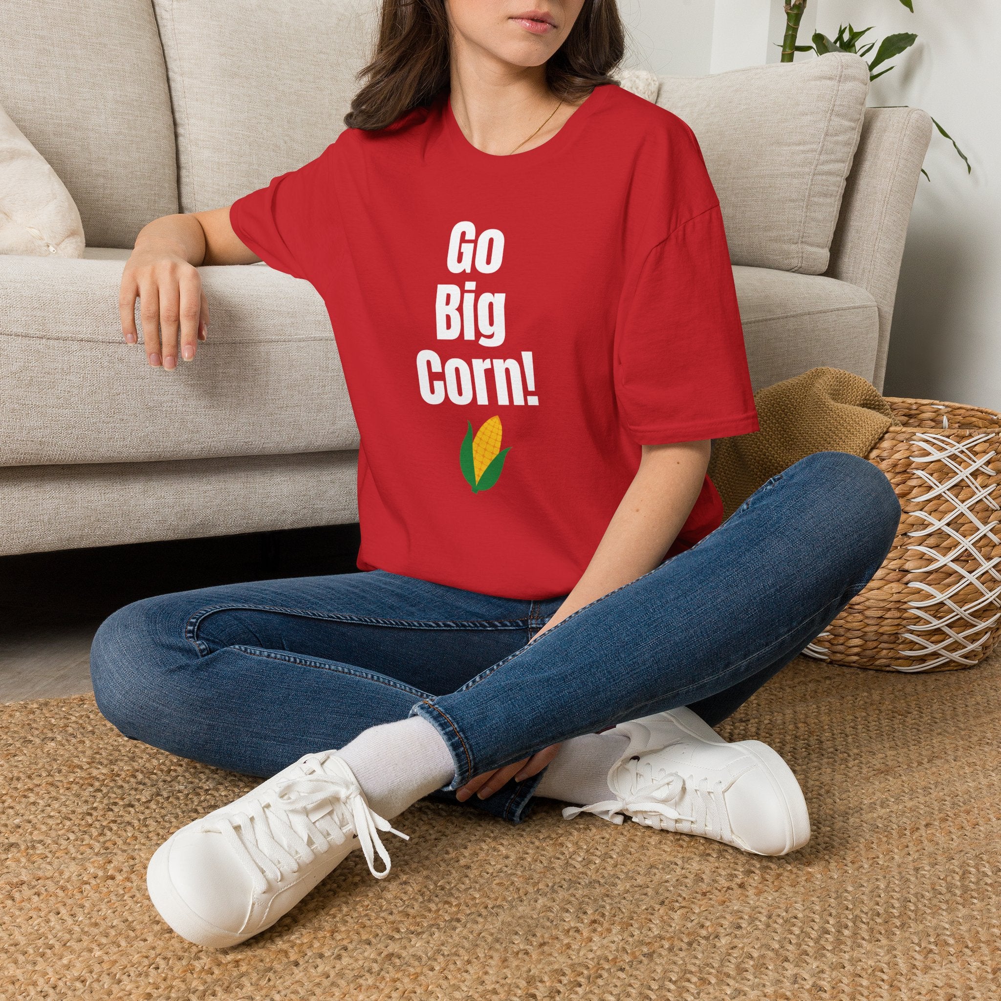 Go Big Corn! T-Shirt — Funny Corn Graphic Tee for Farmers and Nebraska Fans