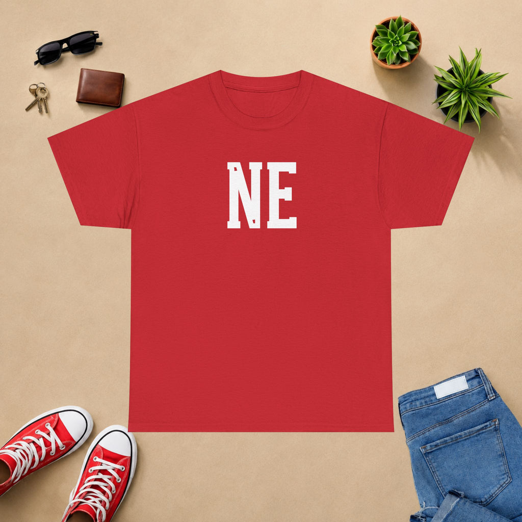 NE Letter T-Shirt — Minimal Red Initial Graphic Tee