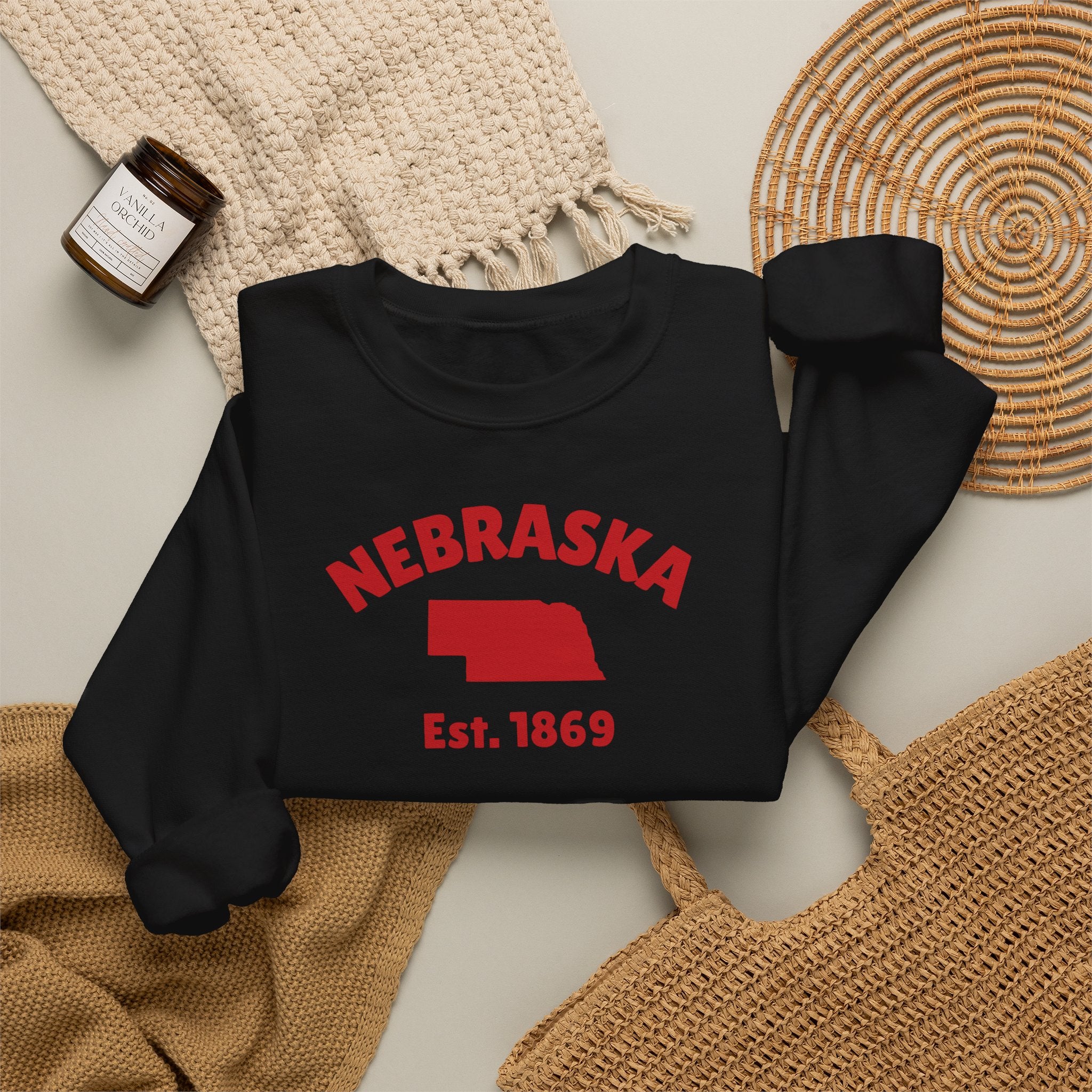 Nebraska State Crewneck Sweatshirt — Est. 1869