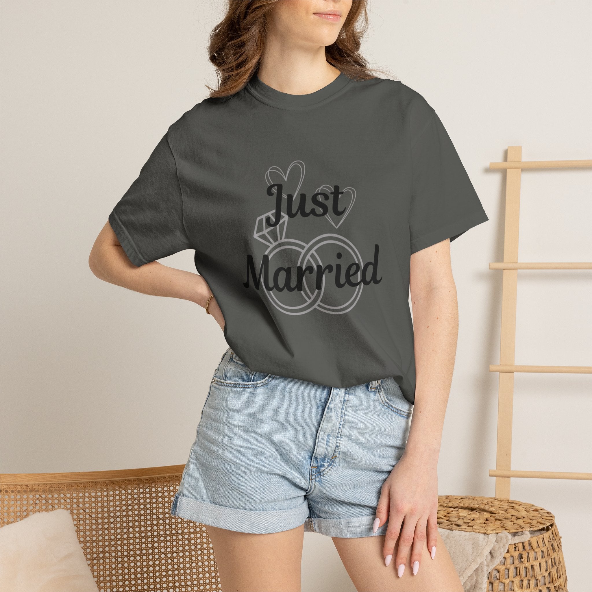 Just Married T‑Shirt — Personalized Last Name Wedding Tee