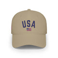 USA Flag Embroidered Baseball Cap – Low Profile Khaki Dad Hat