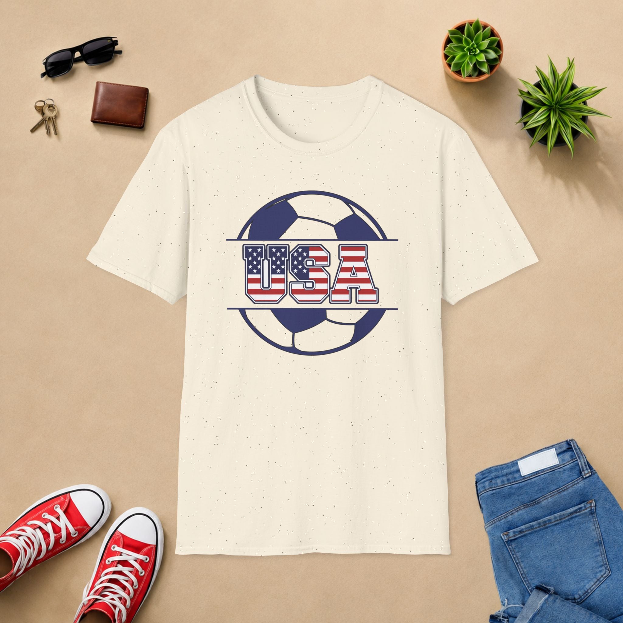 USA Soccer T-Shirt — American Flag Soccer Design