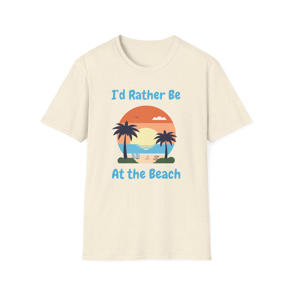 I'd Rather Be At The Beach T-Shirt — Retro Sunset Palm Beach Tee