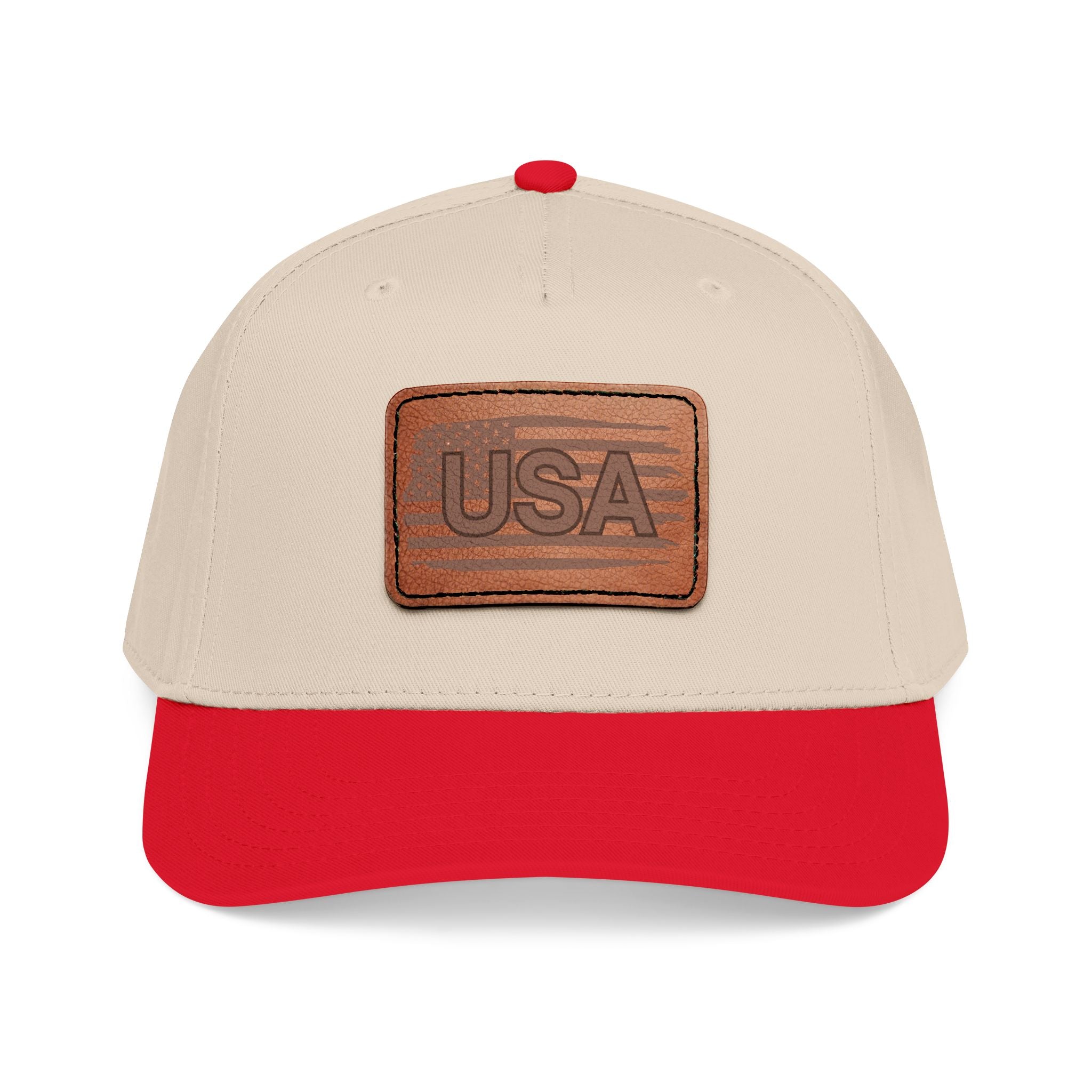 USA Leather Patch Mid Profile Baseball Cap