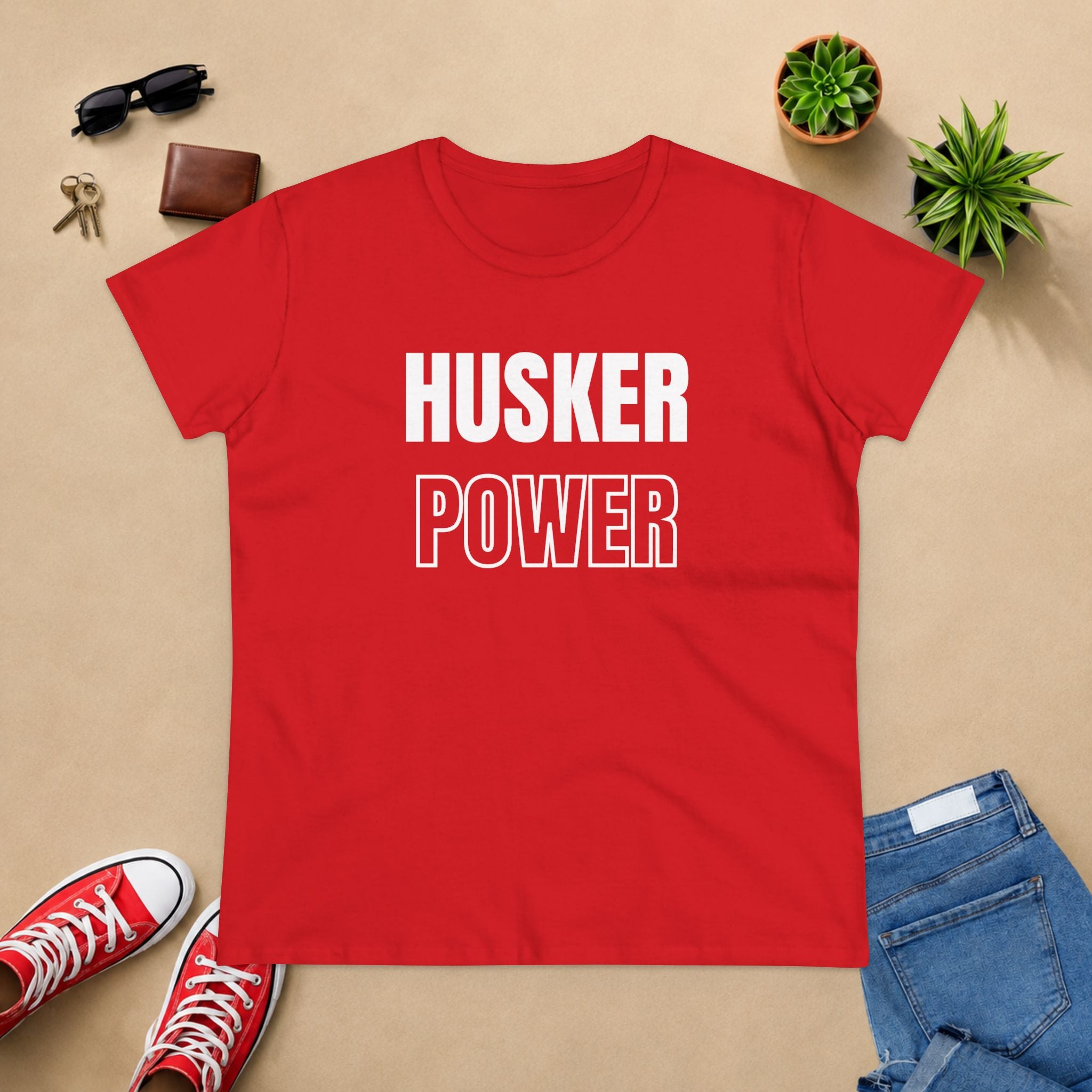Husker Power Women's T‑Shirt — Bold Red Fan Tee