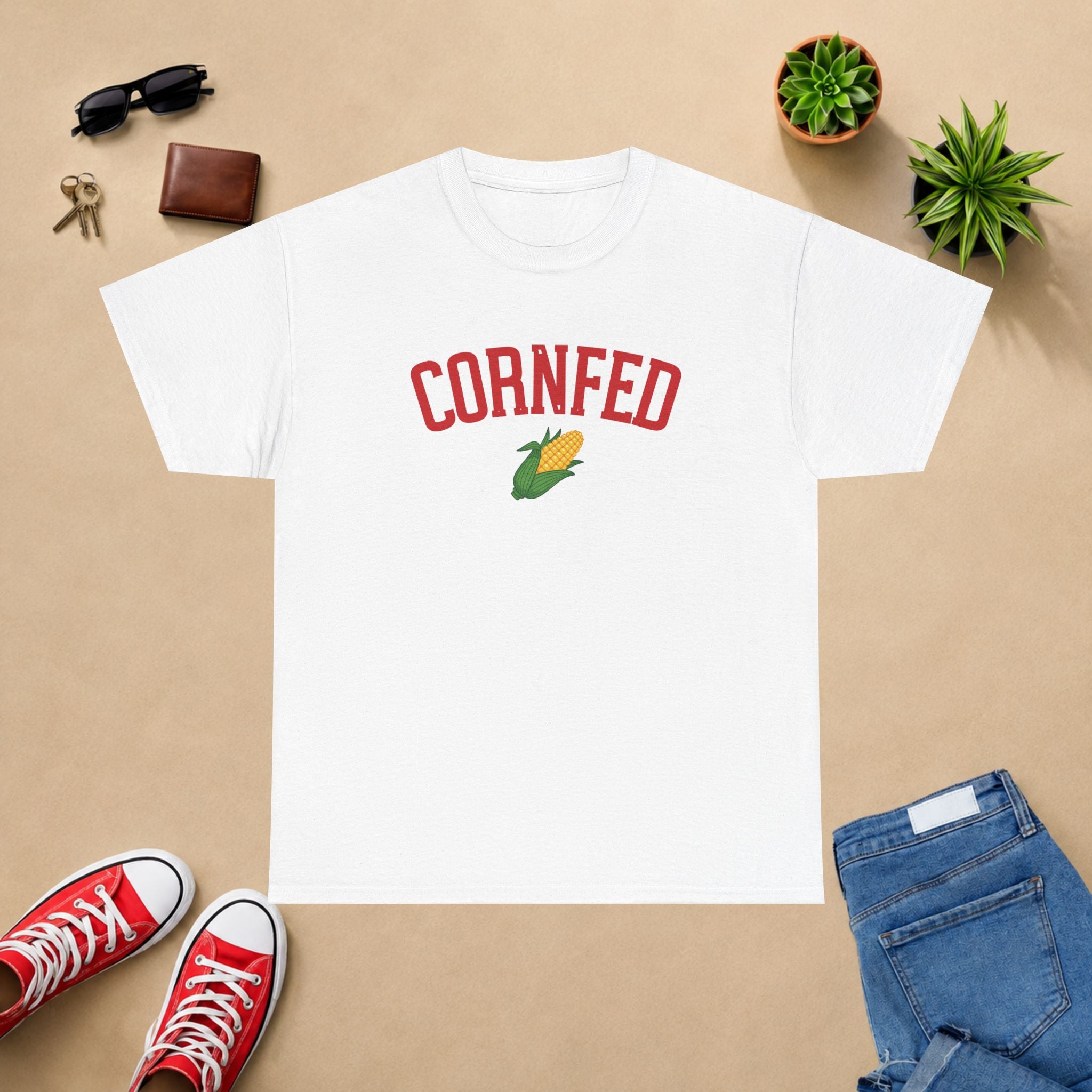 Cornfed Corn Tee — Retro Farm Graphic T-Shirt for Nebraska Fans
