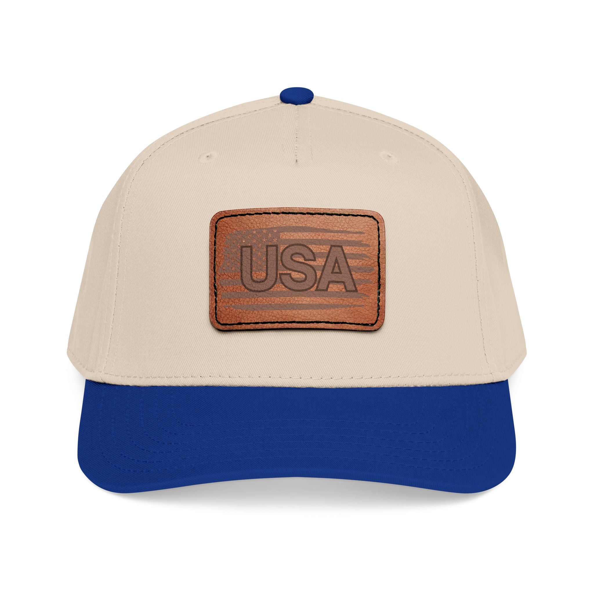 USA Leather Patch Mid Profile Baseball Cap