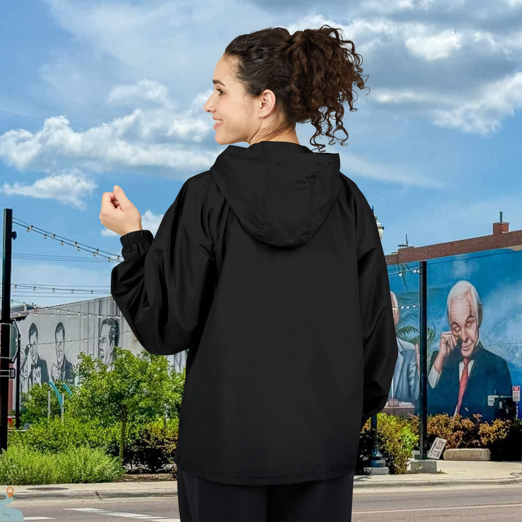 Nebraska Outline Packable Anorak Jacket — Minimal White Logo Windbreaker
